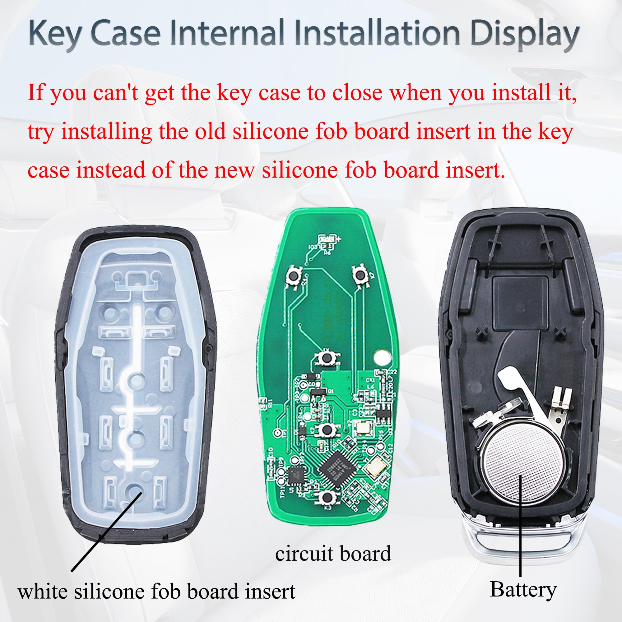 SUPALAND Key Fob Shell Case Replacement Fits for Ford Mustang Fusion Edge Explorer F150 F250 F350 Lincoln MKZ MKX MKC 2014-2017