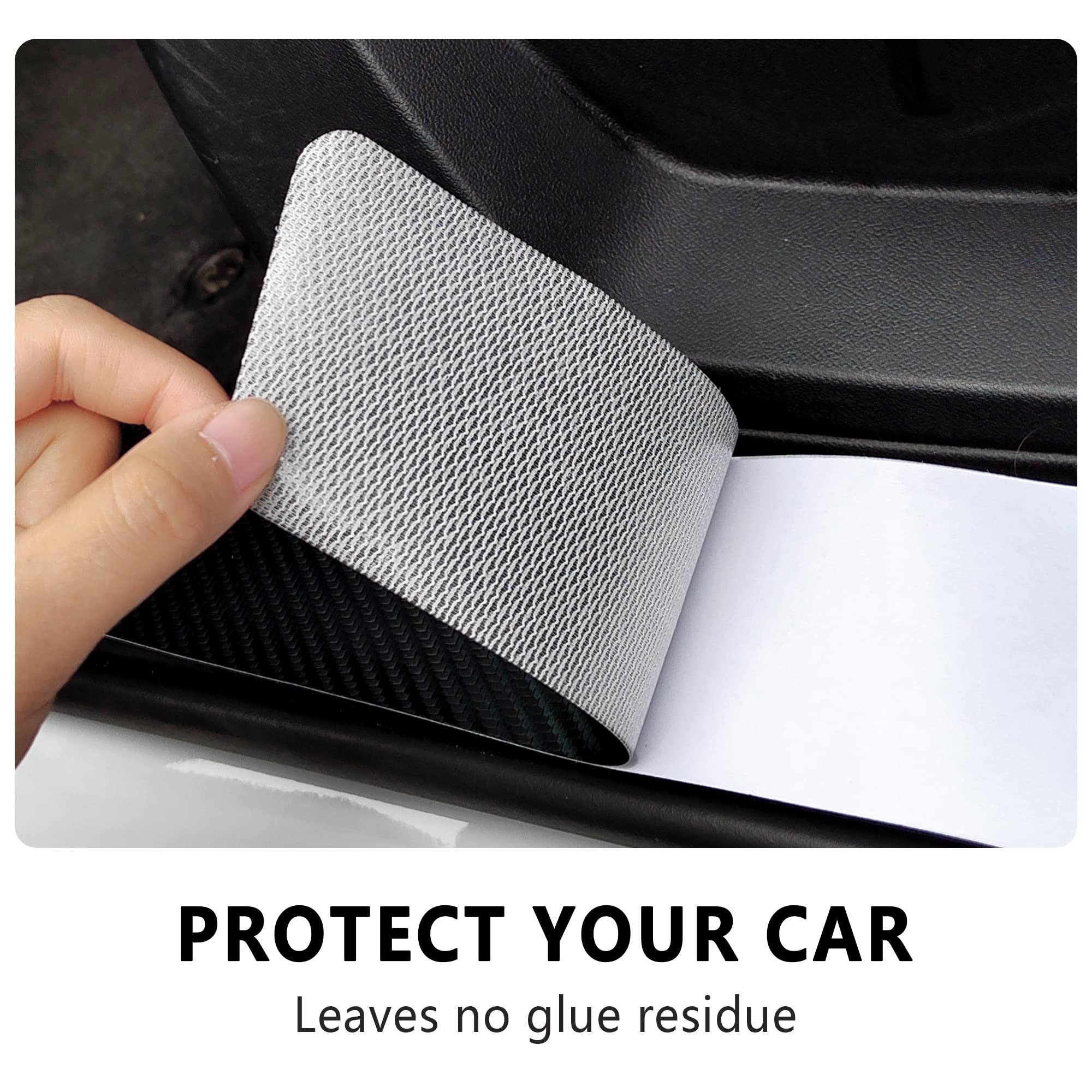 Nhhc 4Pcs Car Door Sill Protector,Sport Carbon Fiber Threshold Anti-Scratch Sticker Door Edge Protection Decorate,Auto Interior