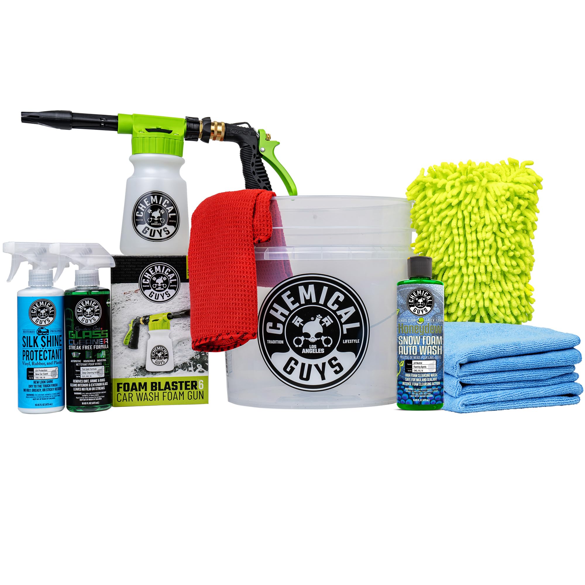 Chemical Guys HOL148 10-Piece Arsenal Builder Car Wash Kit with Foam Gun, Bucket, (4) Towels, Wash Mitt and (3) 16 oz. Car Clean