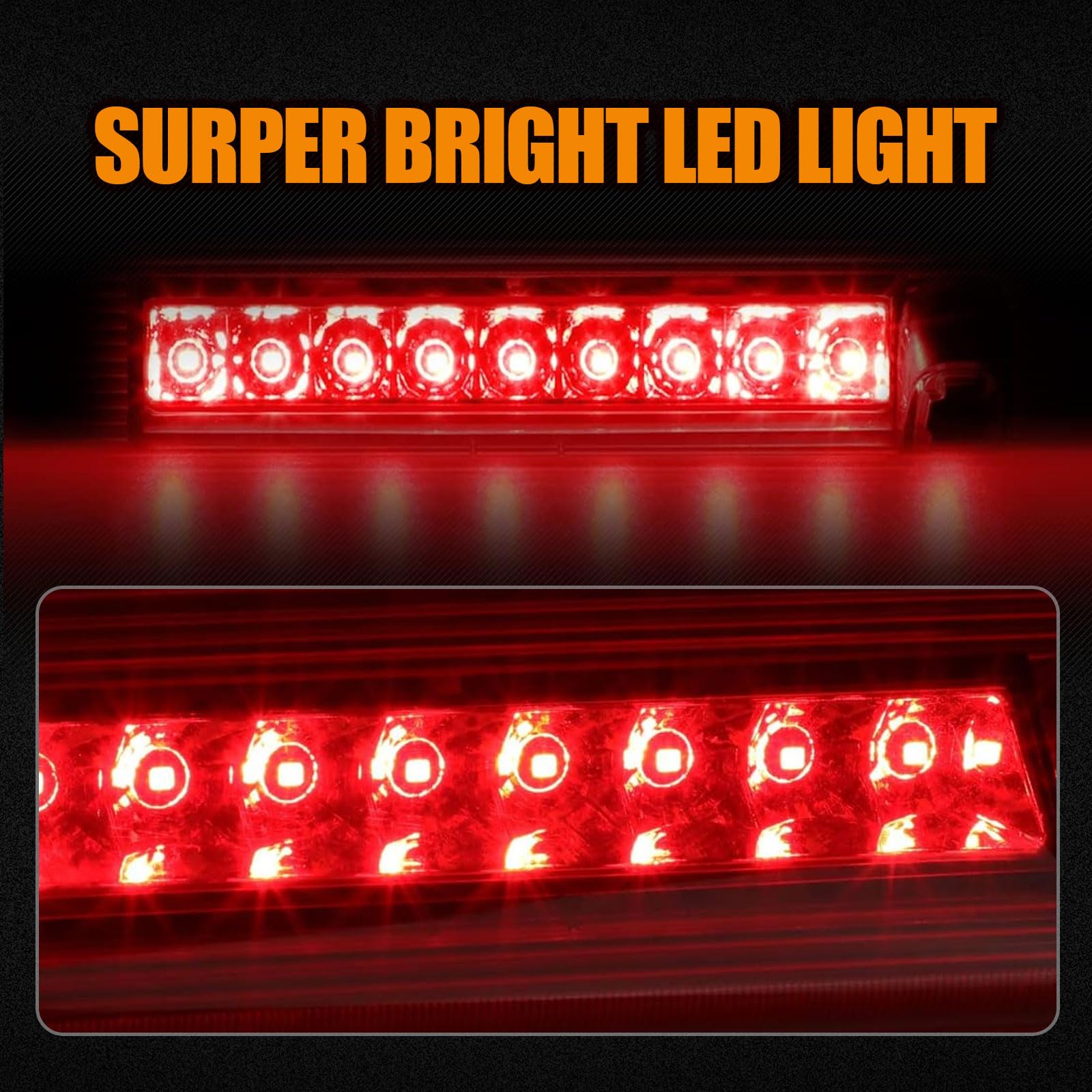 Cxdar Third 3Rd Brake Light Led For 2007-2012 Dodge Nitro, High Mount Rear Brake Lights Assembly For 07-12 Dodge Nitro, Waterpro