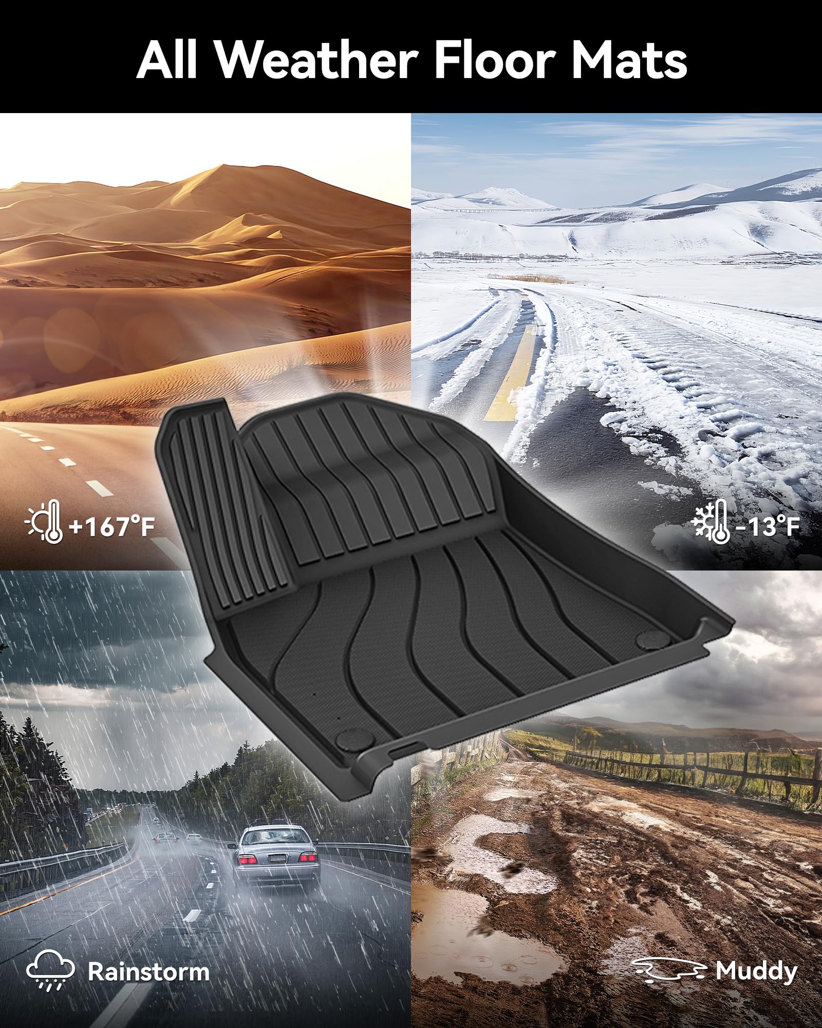 3W Floor Mats Fit Porsche Cayenne 2019-2024 2025 (5 Pcs), Tpe All Weather Custom Fit Floor Liner For Porsche Cayenne 1St And 2Nd