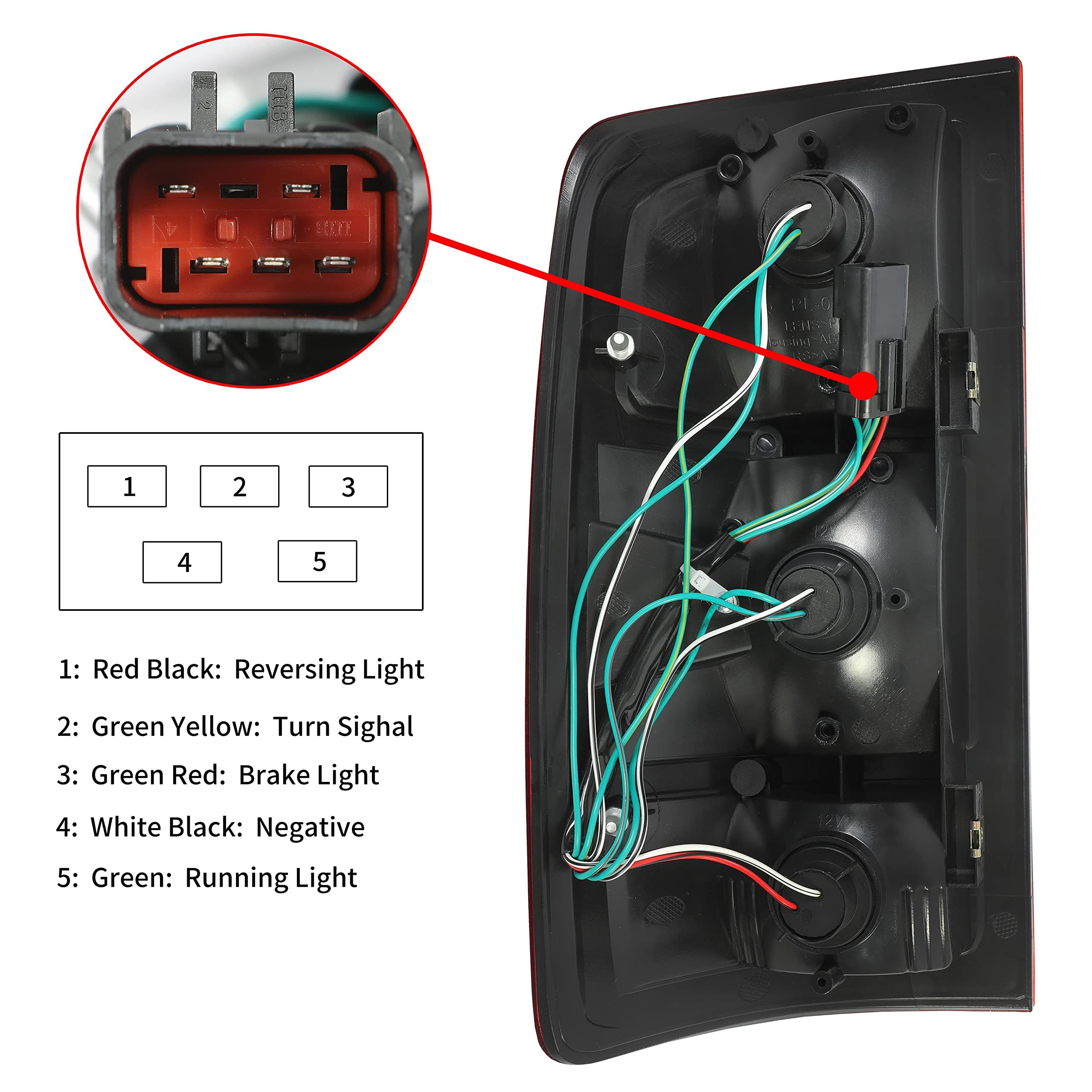 Ecotric Tail Light Compatible With 2002-2006 Dodge Ram 1500/2003-2006 Ram 2500 3500 Taillight Brake Turn Signal Light With The Bulbs Rh Replacement For 55077348Af Ch2801147 (Passenger Side)