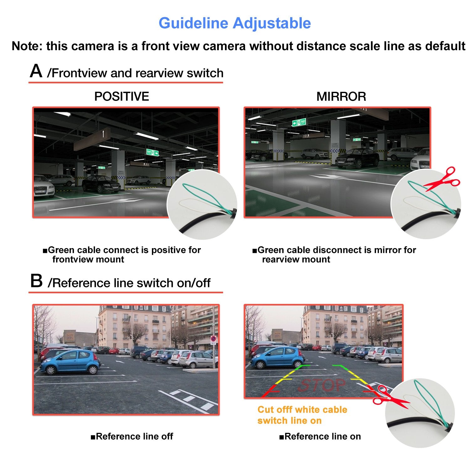 Noauka Waterproof Ip68 Night Vision Car Rear View Reverse Backup Camera 170 Degree Universal Color Cmos Imaging Chip Reversing C