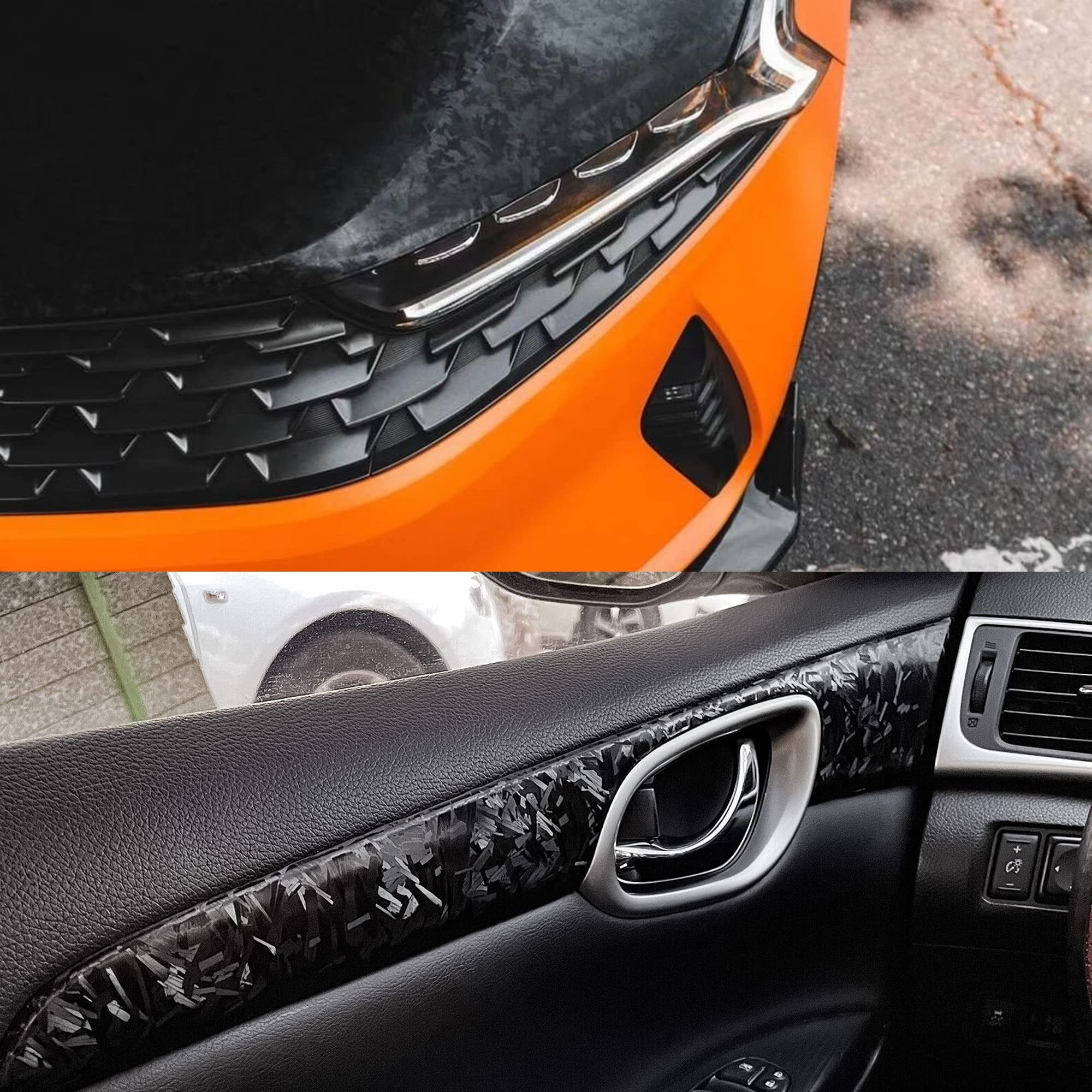 Black Forged Carbon Fiber Vinyl Wrap Roll, Lypumso Matte Black Car Wrap Vinyl With Bubble Free Air Release Auto Diy Decal Vehicl