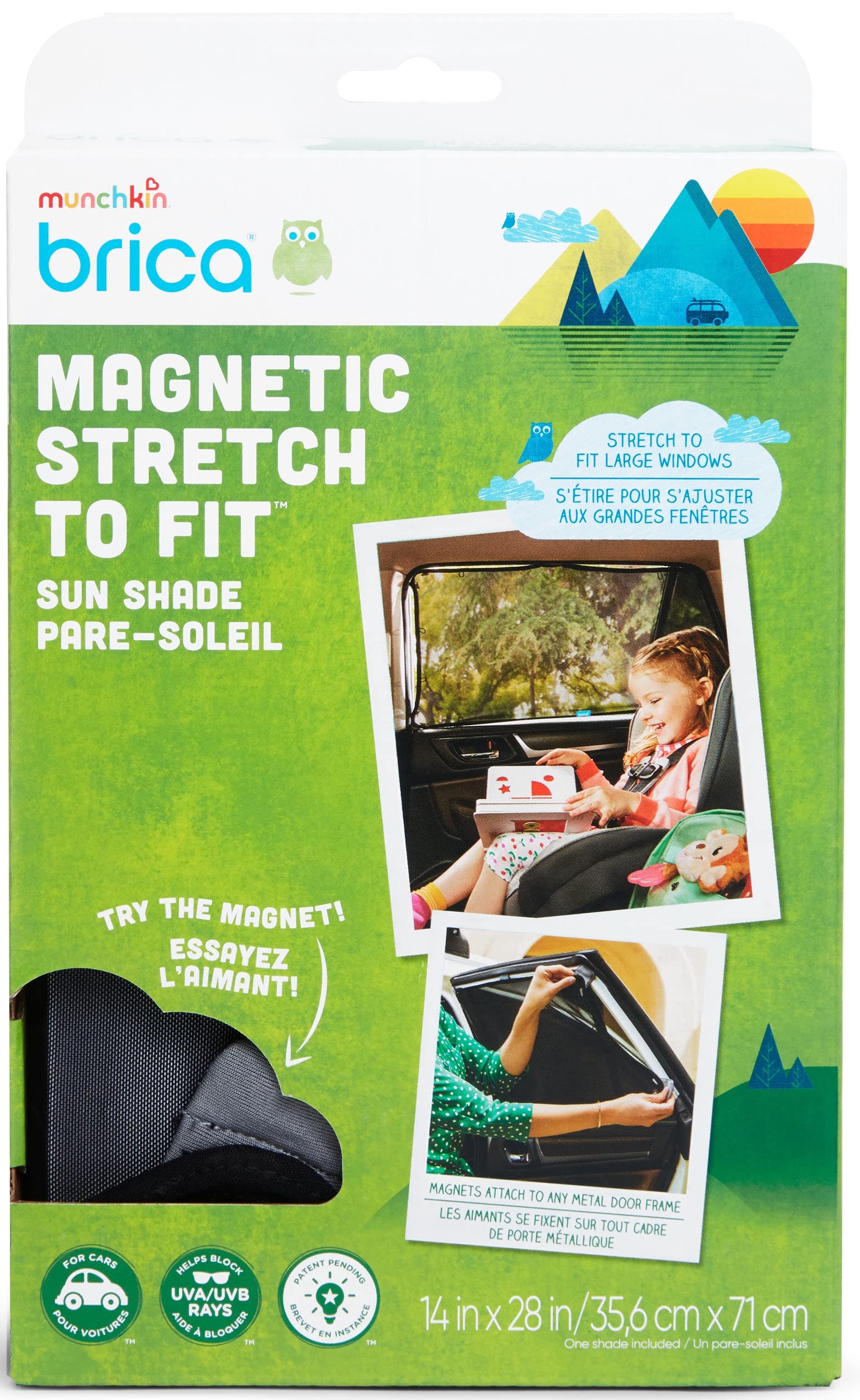 Munchkin® Brica® Magnetic Stretch To Fit™ Sun Shade, Black, 1 Pack