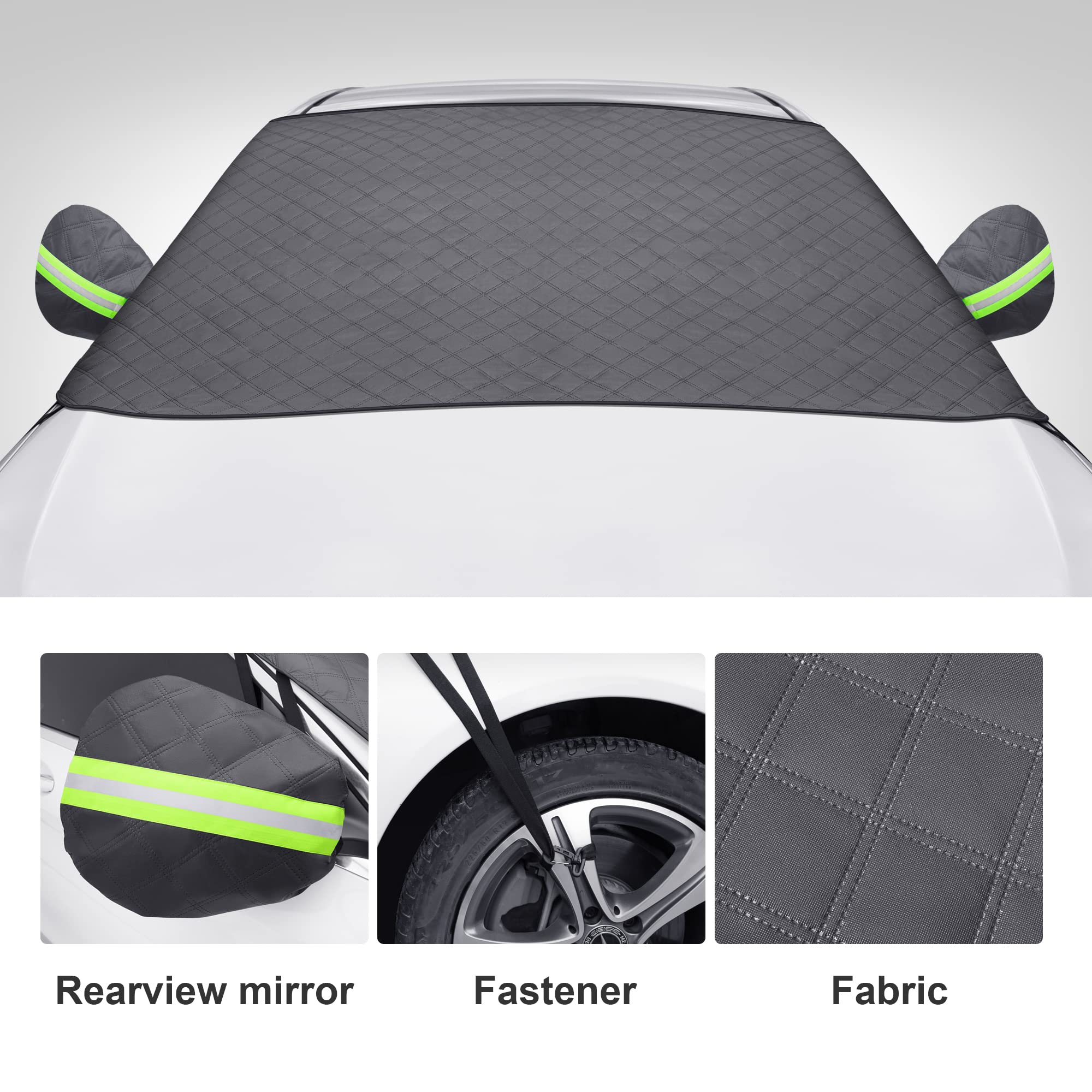 Extra Large Windshield Snow Cover For Ice & Sleet, Weatherproof For Winter, Multiple Anchors, Freeze Protector For Coupe Sedan T