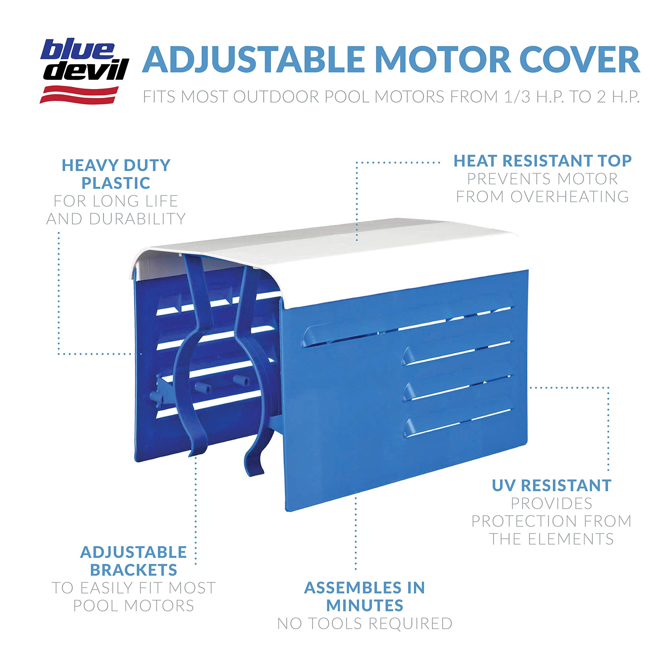 Blue Devil Adjustable Motor Cover - Plastic, One Pack, Blue & White, Model B8200C