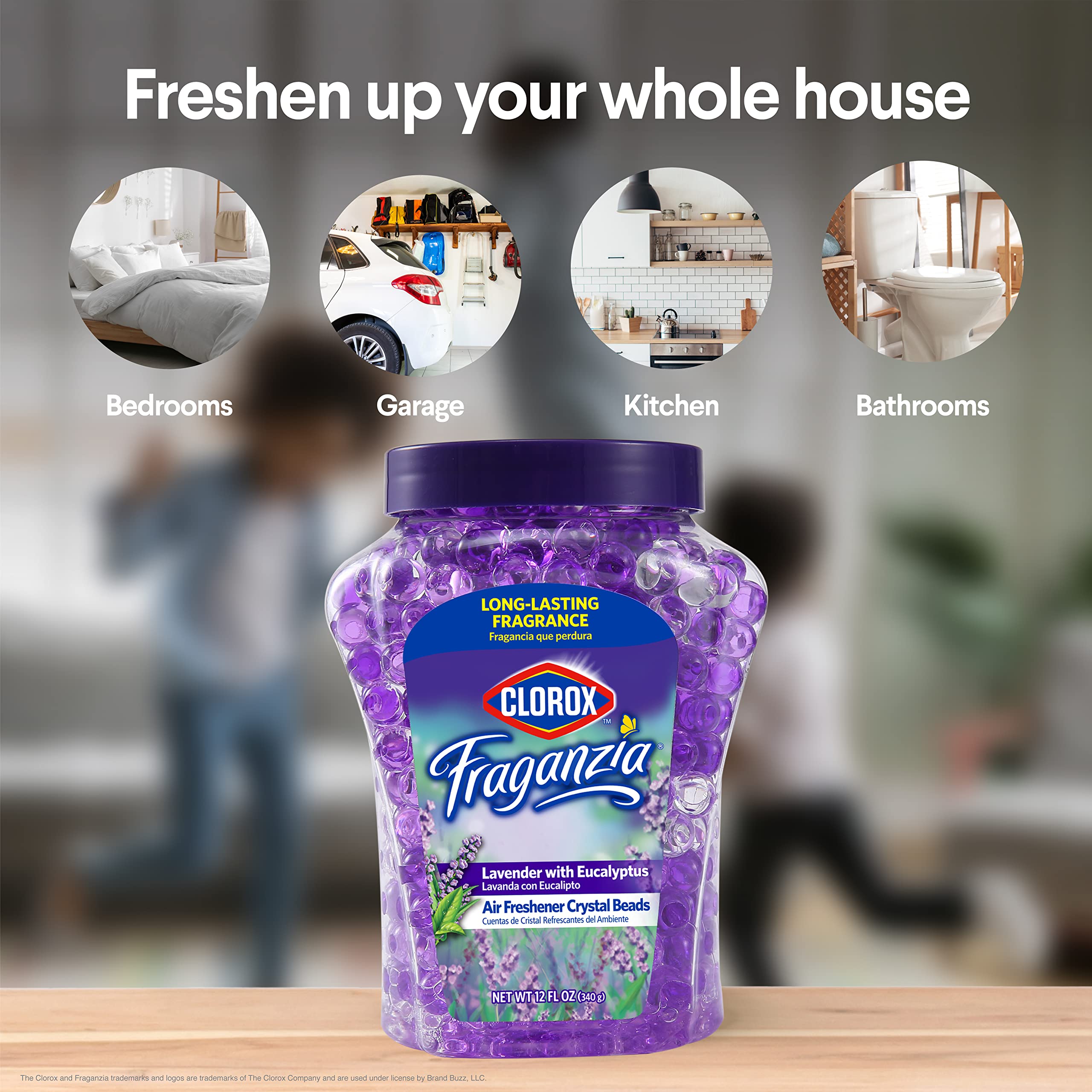 Clorox Fraganzia Air Freshener Beads, Double Pack 12oz, Fresh Ocean Breeze & Lavender, Model BB26922 for Homes, Bathrooms, and Offices