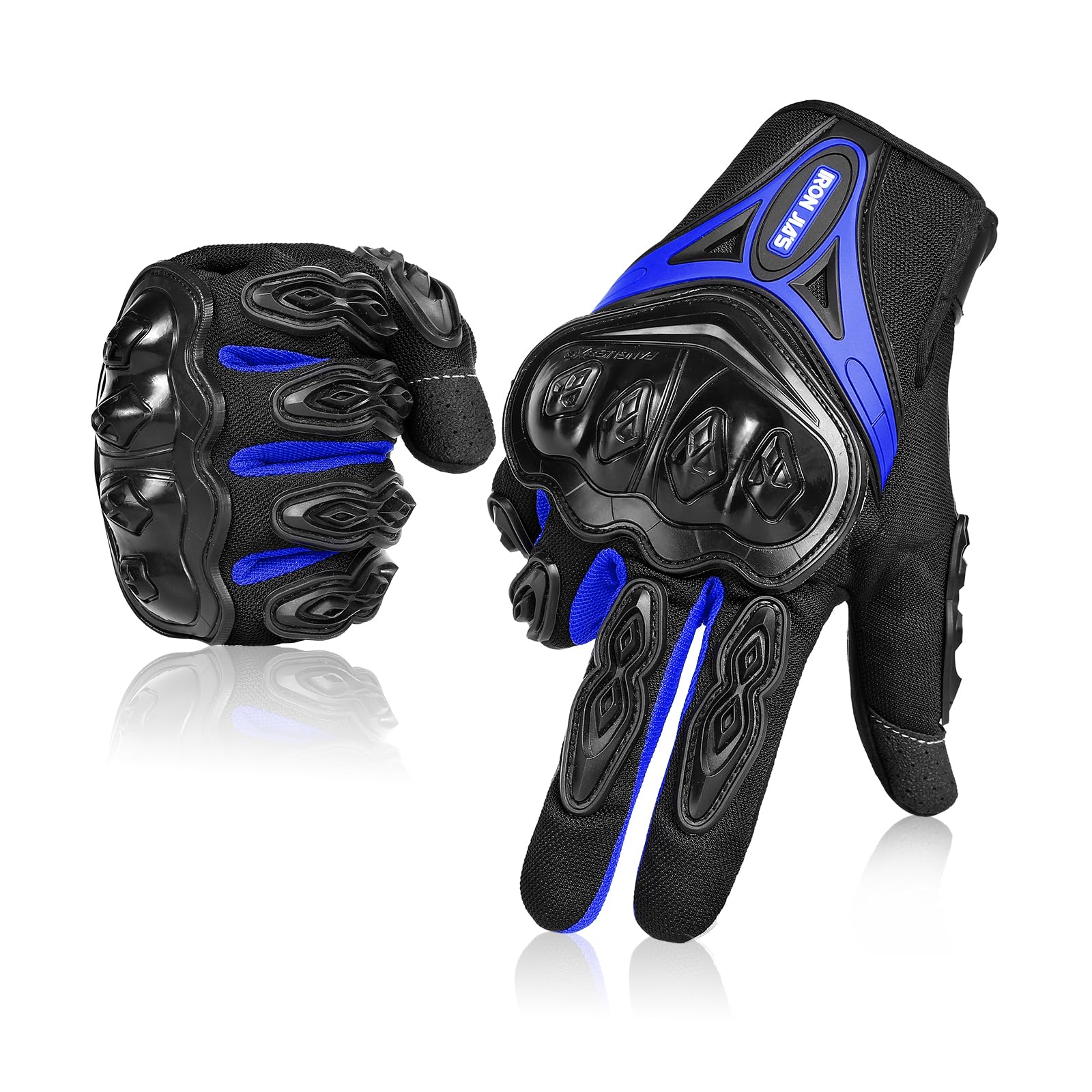 Iron Jia'S Motorcycle Gloves Full Finger Durable For Road Racing Bike Summer Spring Powersports Support Touch Screen Blue-L