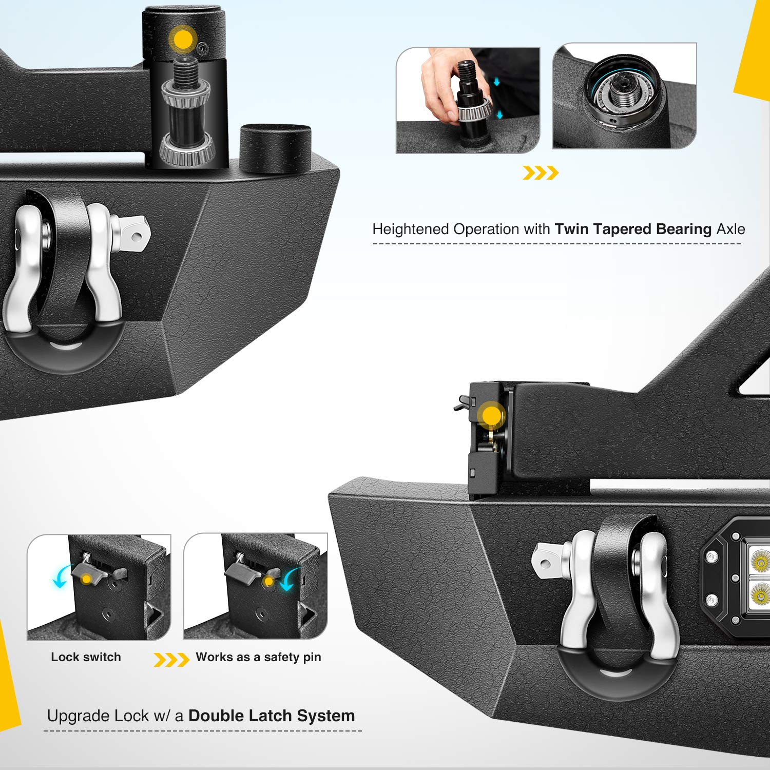 Nilight Rear Bumper & Spare Tire Rack & Hitch Receiver W/2 Led Lights Compatible For 2007-2018 Jeep Wrangler Jk For 2007-2018 Je