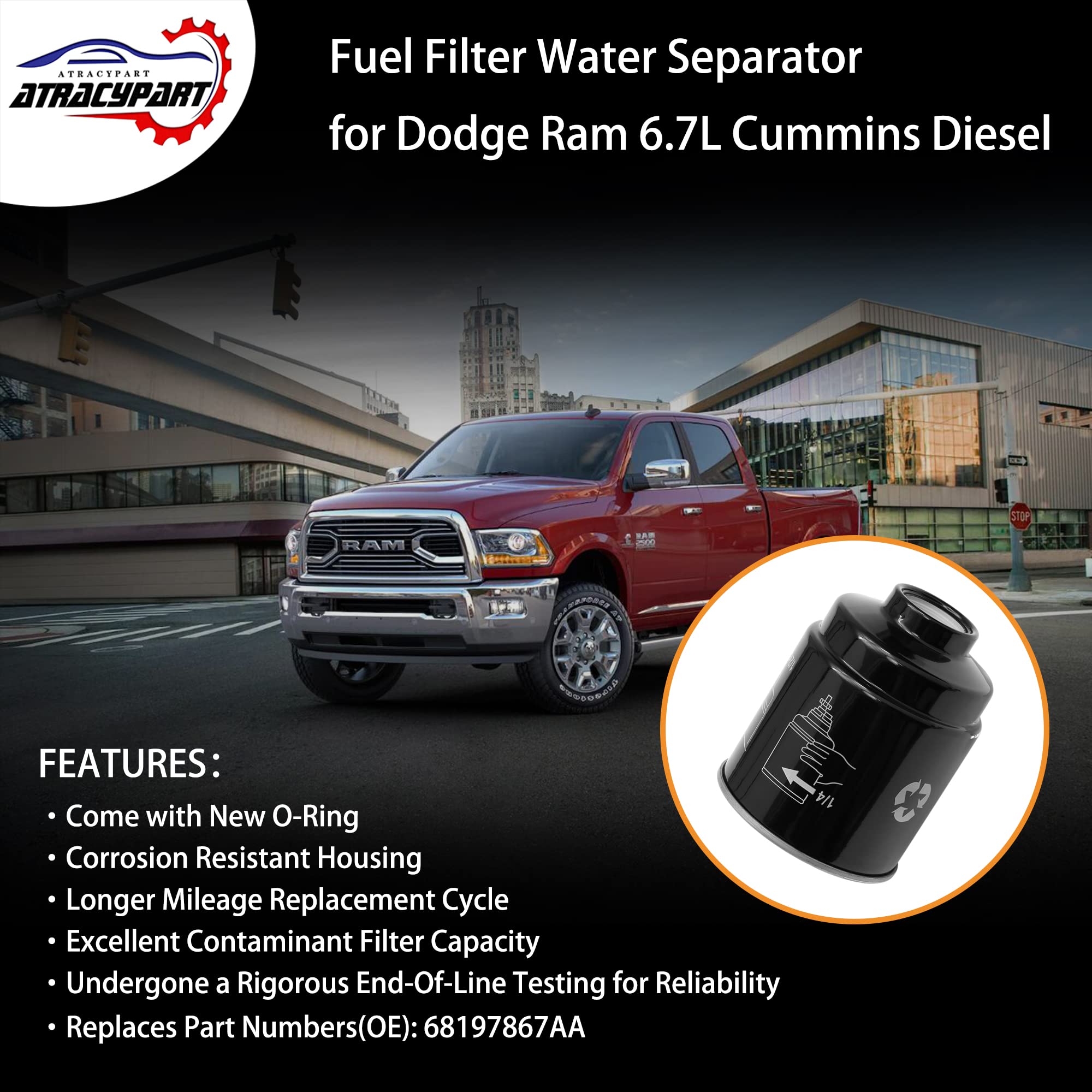 6.7L Cummins Fuel Filter Water Separator | Replacement For 2013-2018 Dodge Ram 2500 3500 4500 5500 6.7 Diesel Engines | Replaces
