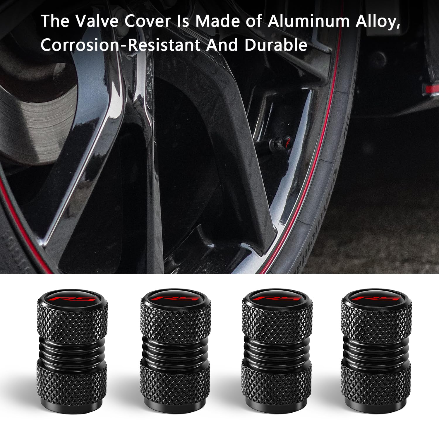 4Pcs Tire Valve Stem Caps Compatible With Chevy Camaro Rs Auto Accessories, Aluminum Tire Valve Cap Set, Corrosion Resistant, Un