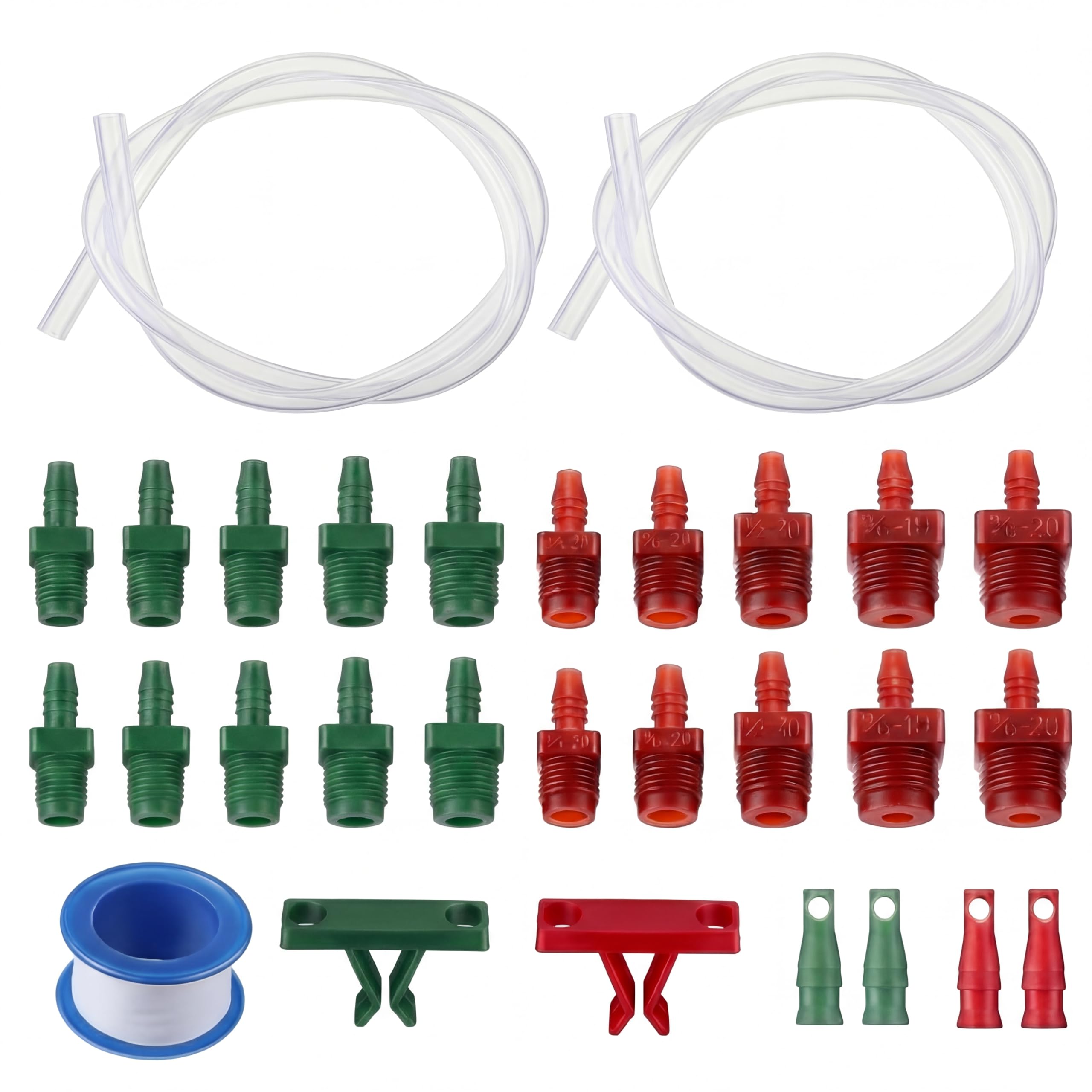 EBOOT 29 Pcs Brake Master Cylinder Bleeder Kit Includes 22 Clear Hoses, Clips, PTFE Tape & Universal SAE/Metric Threaded Adapter