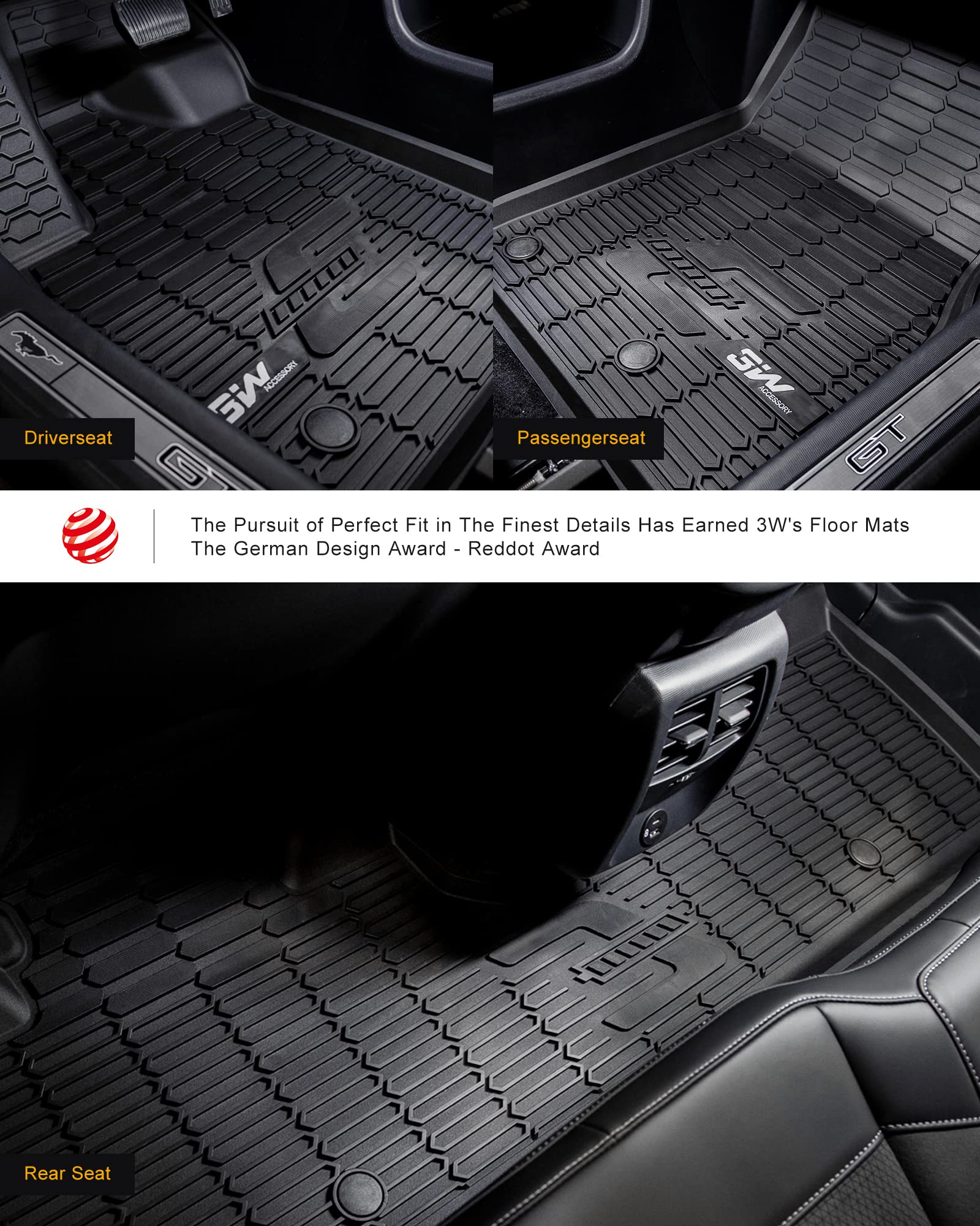 3W Ford Mustang Mach E Floor Mats Fit For 2021 2022 2023 2024 2025 Tpe All Weather Car Accessories Custom Fit Floor Liner 1St An