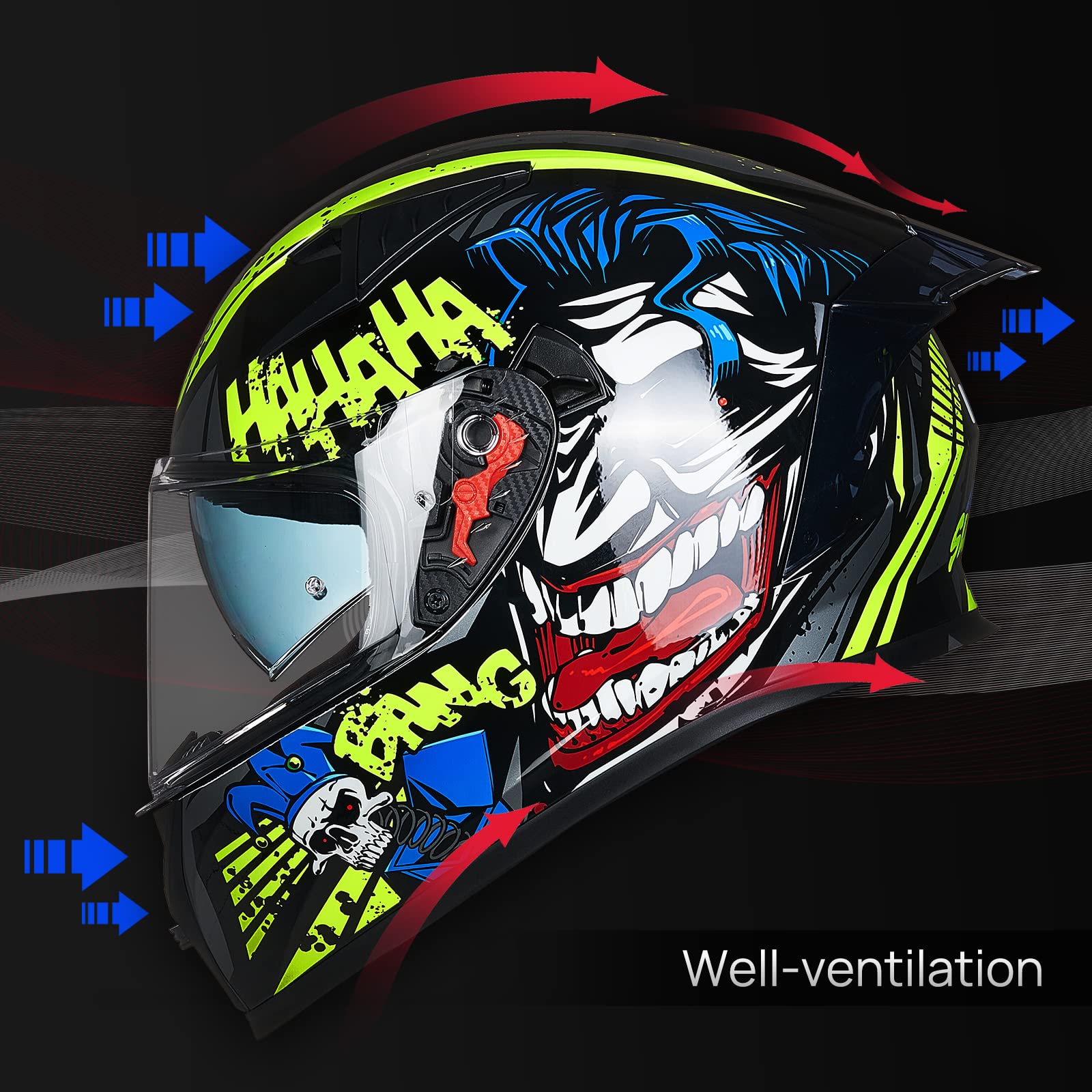 Ilm Motorcycle Helmet Full Face With Pinlock Compatible Clear&Tinted Visors And Fins Street Bike Motocross Casco Dot Model Z501(Surprise Yellow, Small)