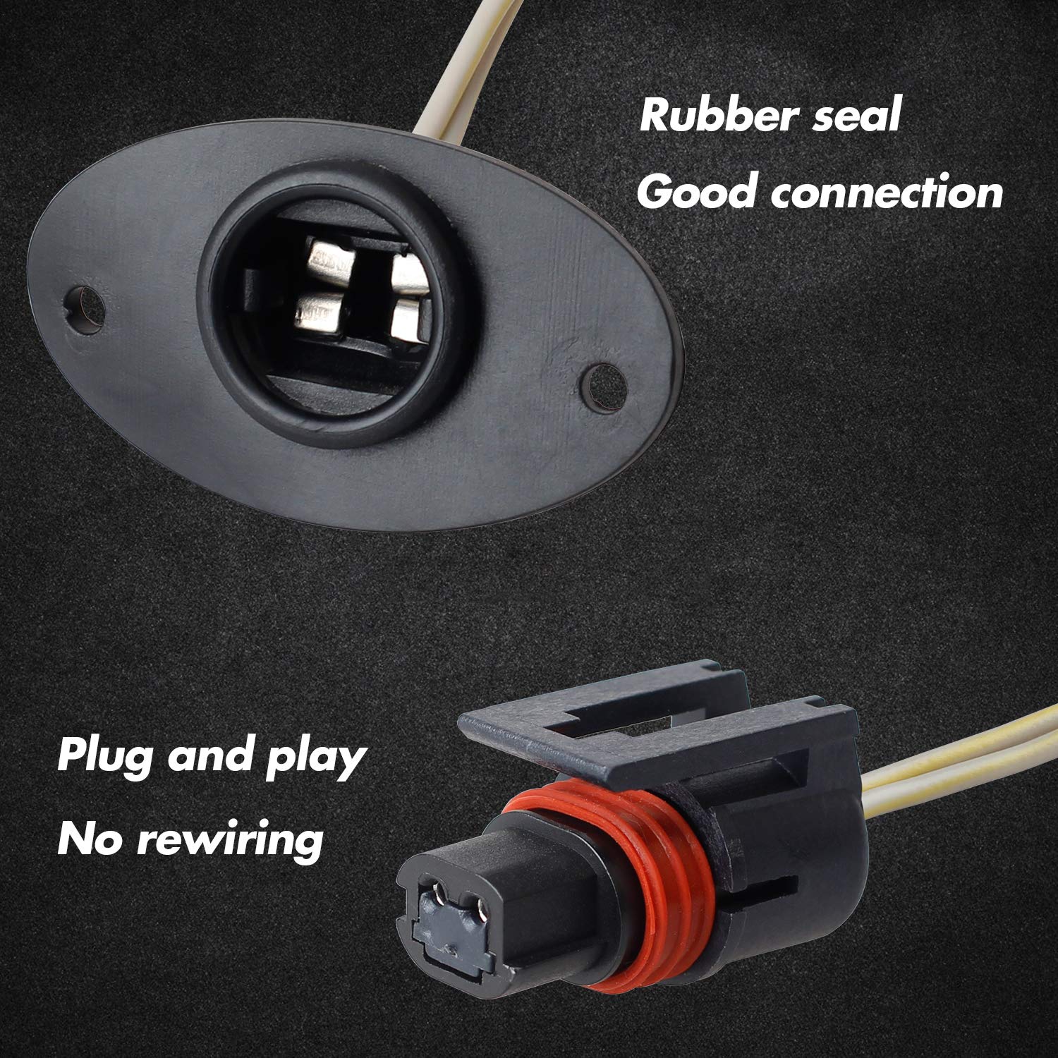 Hercoo Led License Plate Light Lens Rear Lamp Socket Wiring Harness Pigtail Black Housing Compatible With 1994 1995 1996 1997 19