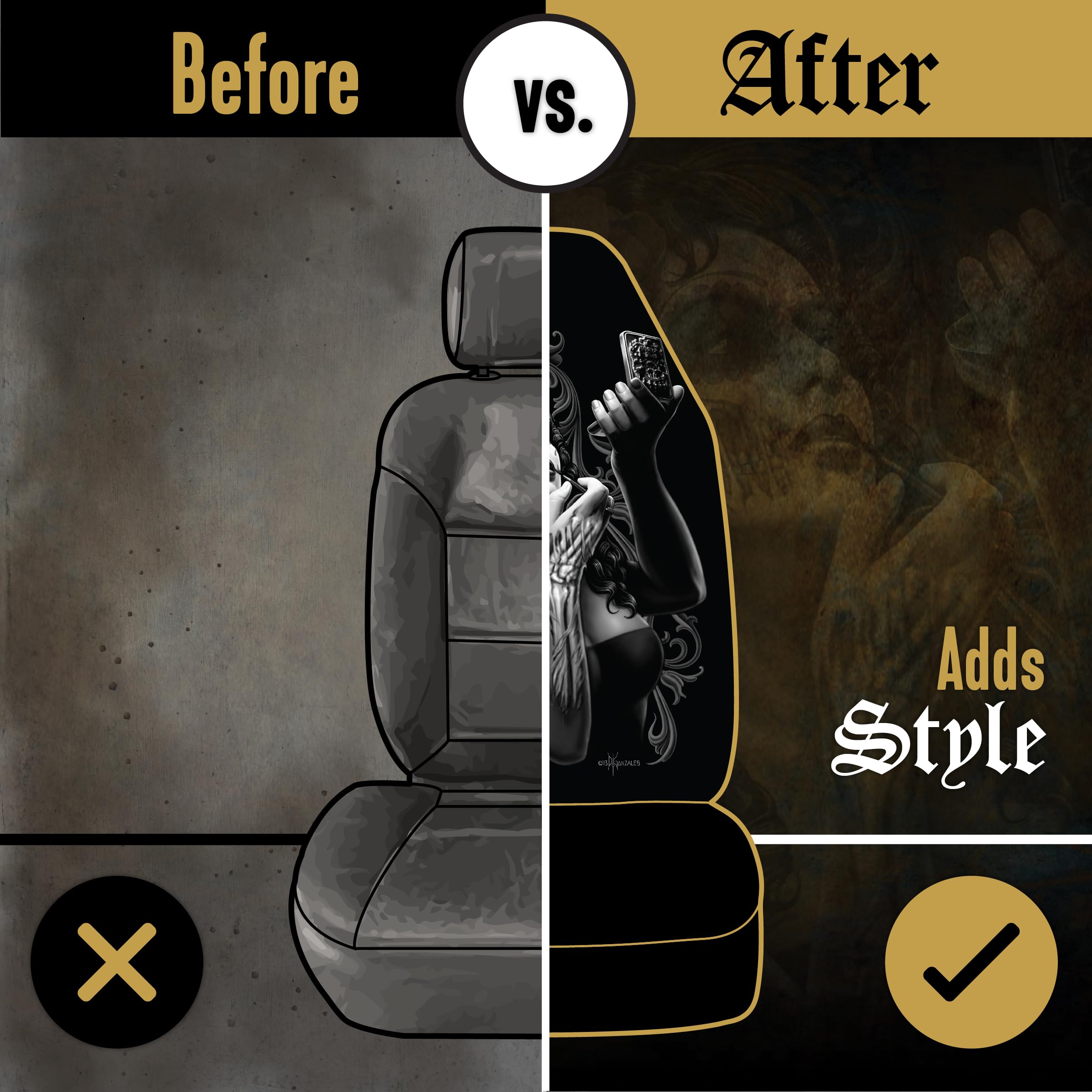 Bell Automotive 22-1-70274-9 David Gonzales Universal Bucket Seat Cover, Skin Deep Design