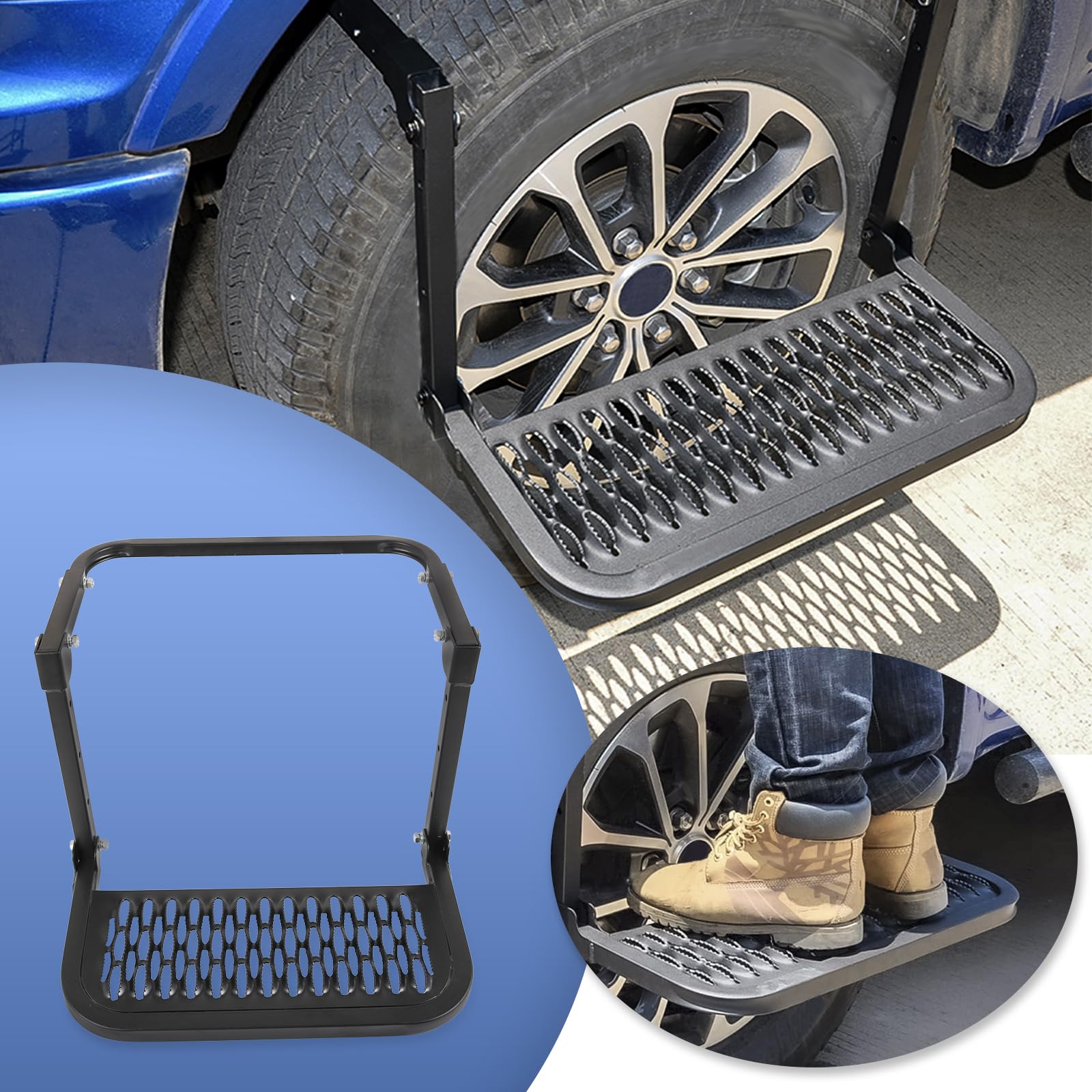 Dicmic Folding Heavy Duty Tire Step For Truck, Suv And Rv Adjustable Tire Mounted Step Fit Most Tire From 10.2    To 14.4   , Ra