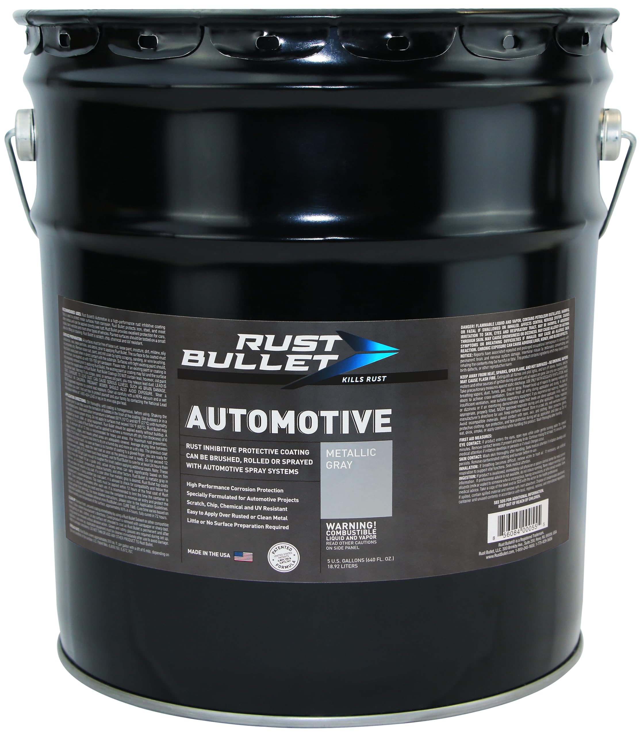 Rust Bullet Automotive - Metallic Gray - 5 Gallon - Rust Inhibitor & Protective Coating For Cars, Trucks, & Metal Surfaces, Uv R
