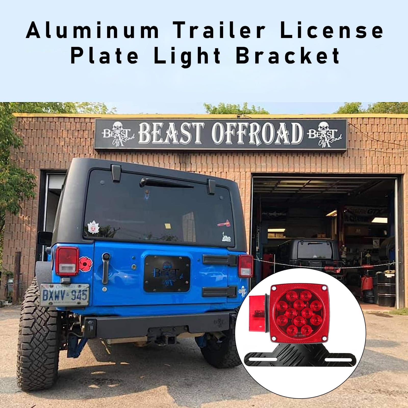 Kewucn Car Aluminum License Plate Light Bracket, Auto License Plate Holder Bracket And Light Mount, Universal Vehicle Exterior Accessories For Utv Atv Trailer Truck Rv Motorcycles (Black)
