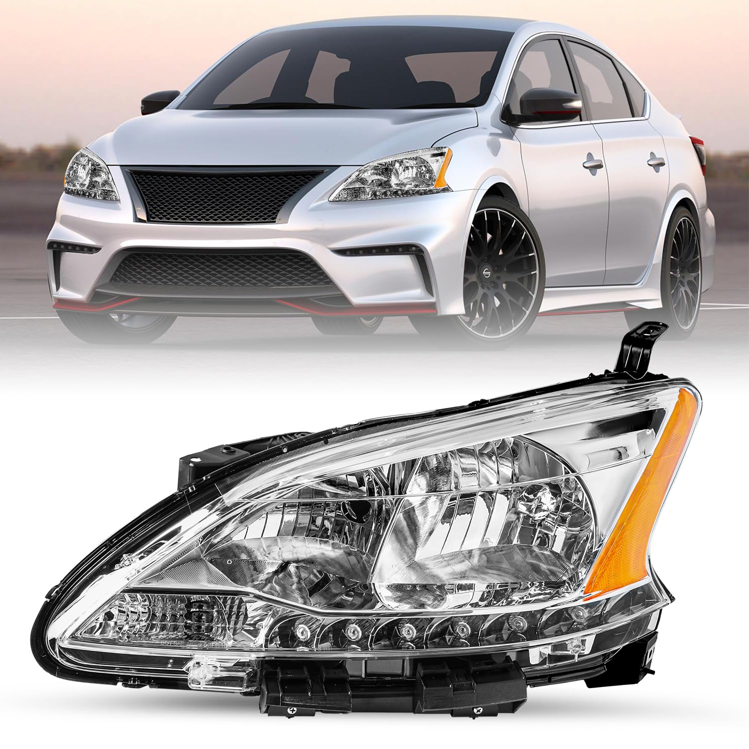 Sockir Headlight Assembly Fit For 2013-2015 Nissan Sentra Oem Style Headlamp Replacement Left Driver Side