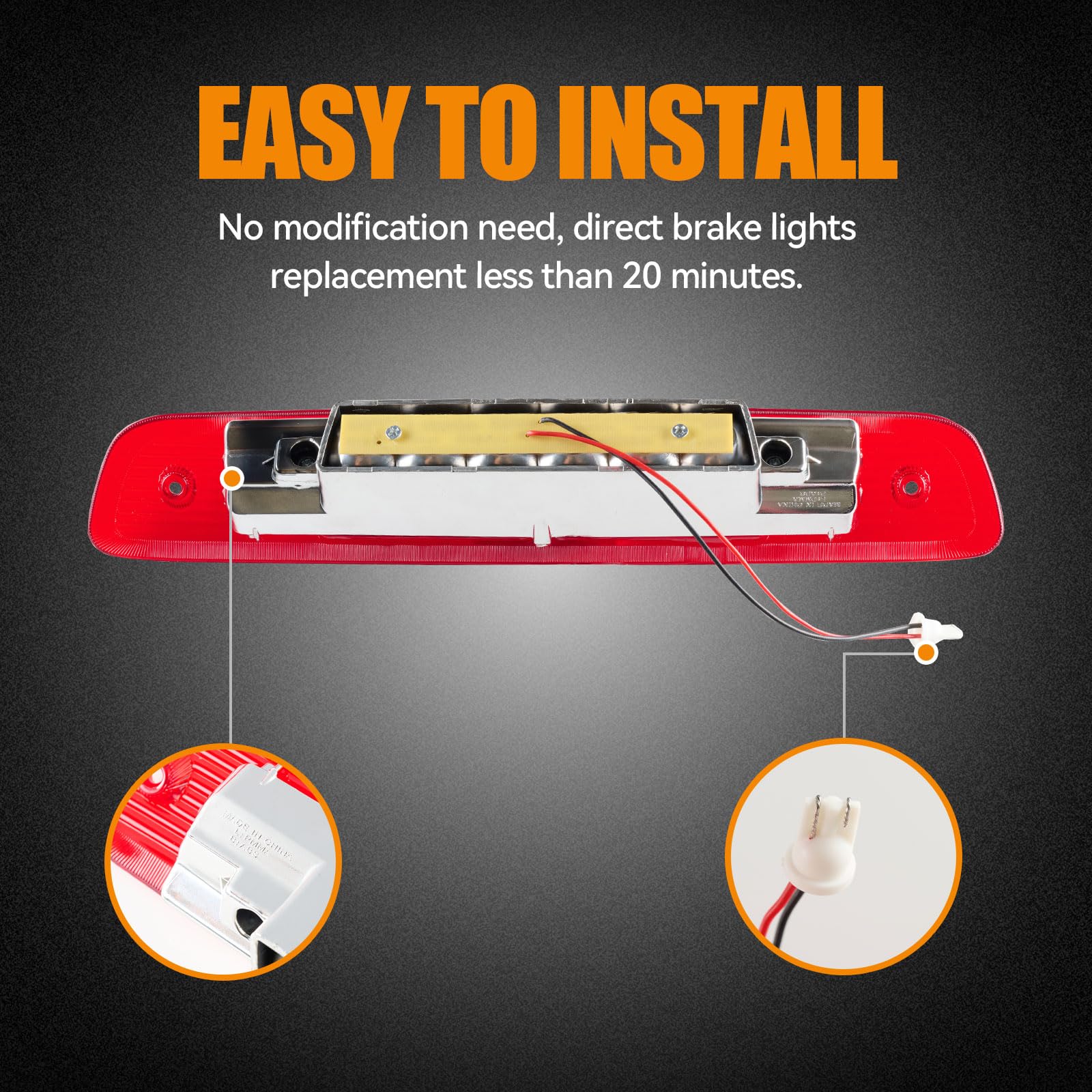 Cxdar Third 3Rd Brake Light Led For 2001 2002 2003 Toyota Highlander, High Mount Rear Brake Lights Assembly For 02 03 Highlander