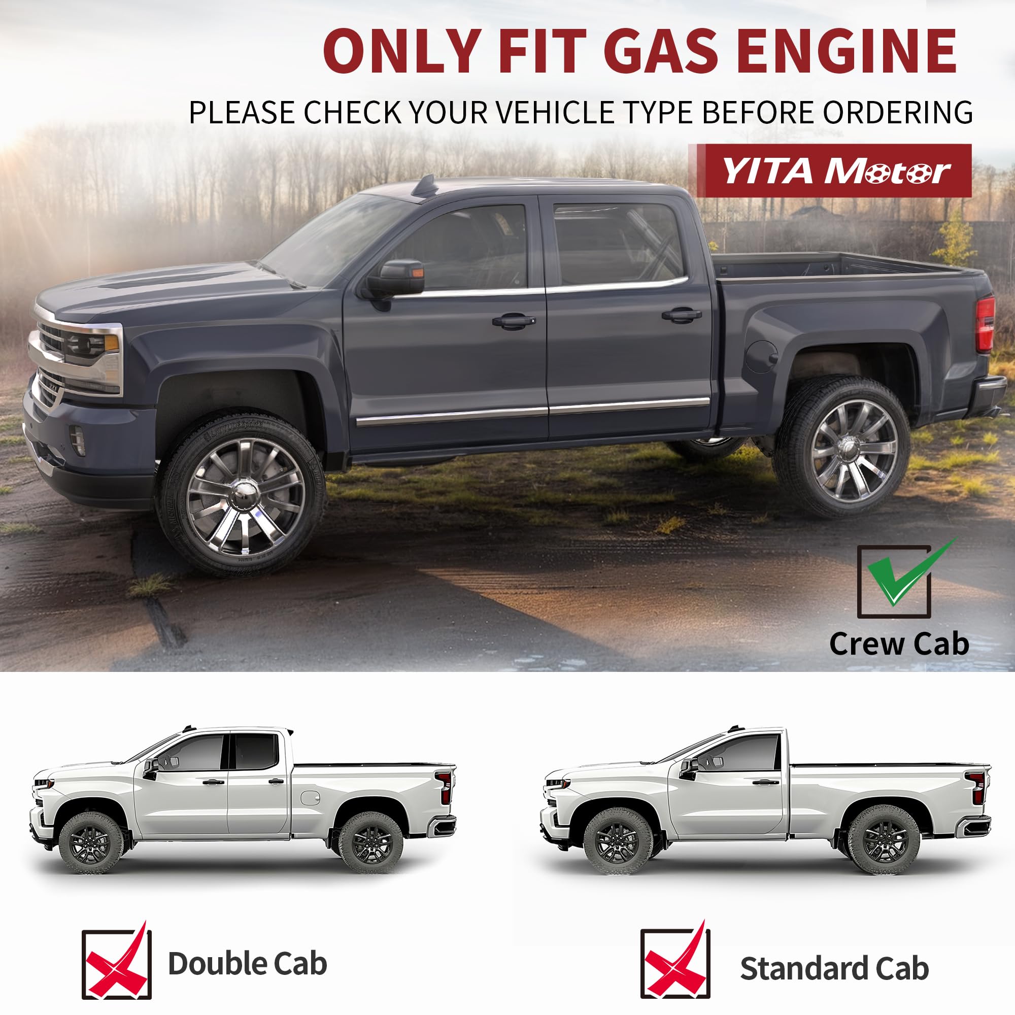 Yitamotor Running Boards 6 Inches Oe Style Aluminum Side Steps, Nerf Bars, Compatible With 2007-2018 Chevy Silverado/Gmc Sierra