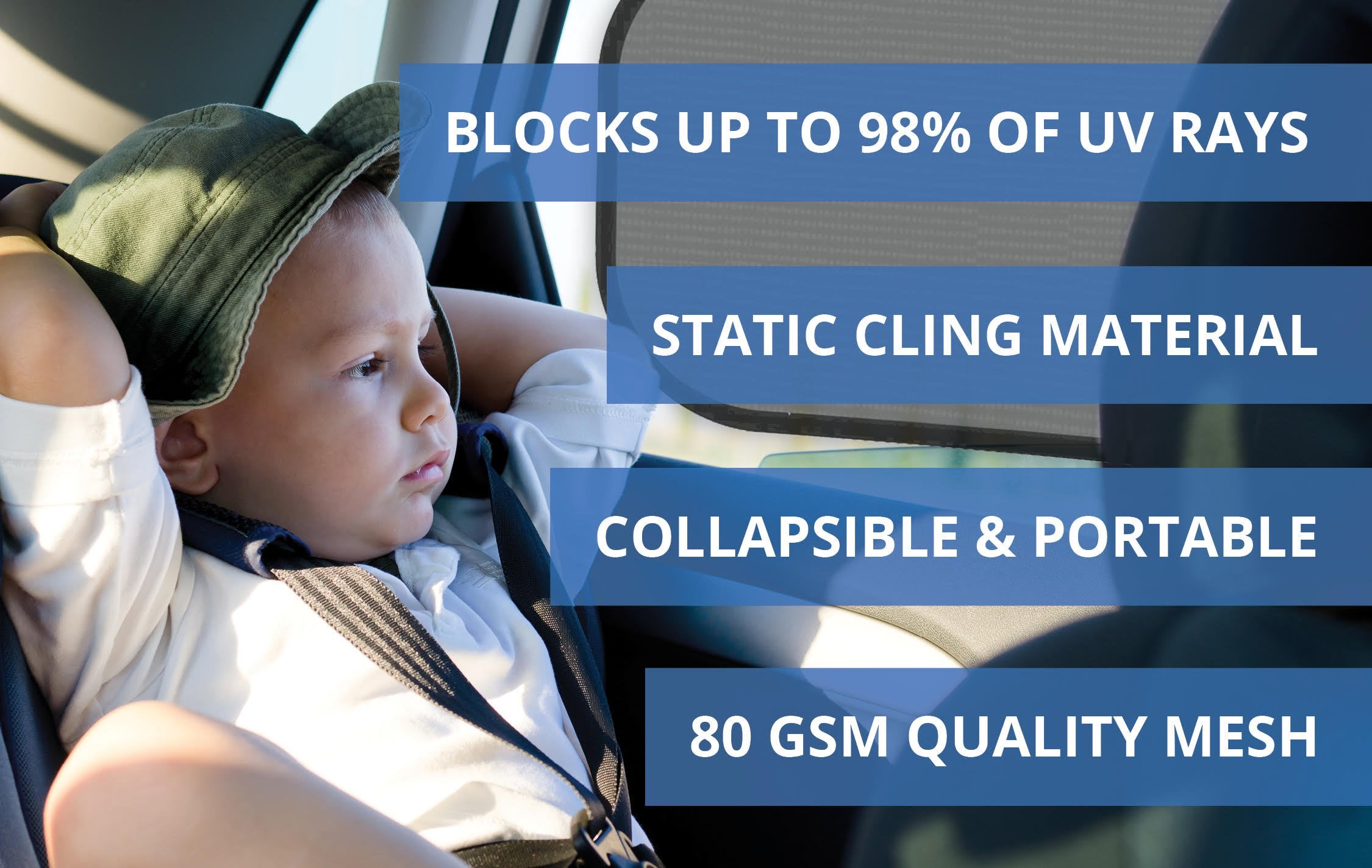 Car Sun Shades For Side And Rear Window (4 Pack) - Car Sunshade Protector - Protect Your Kids And Pets In The Back Seat From Sun