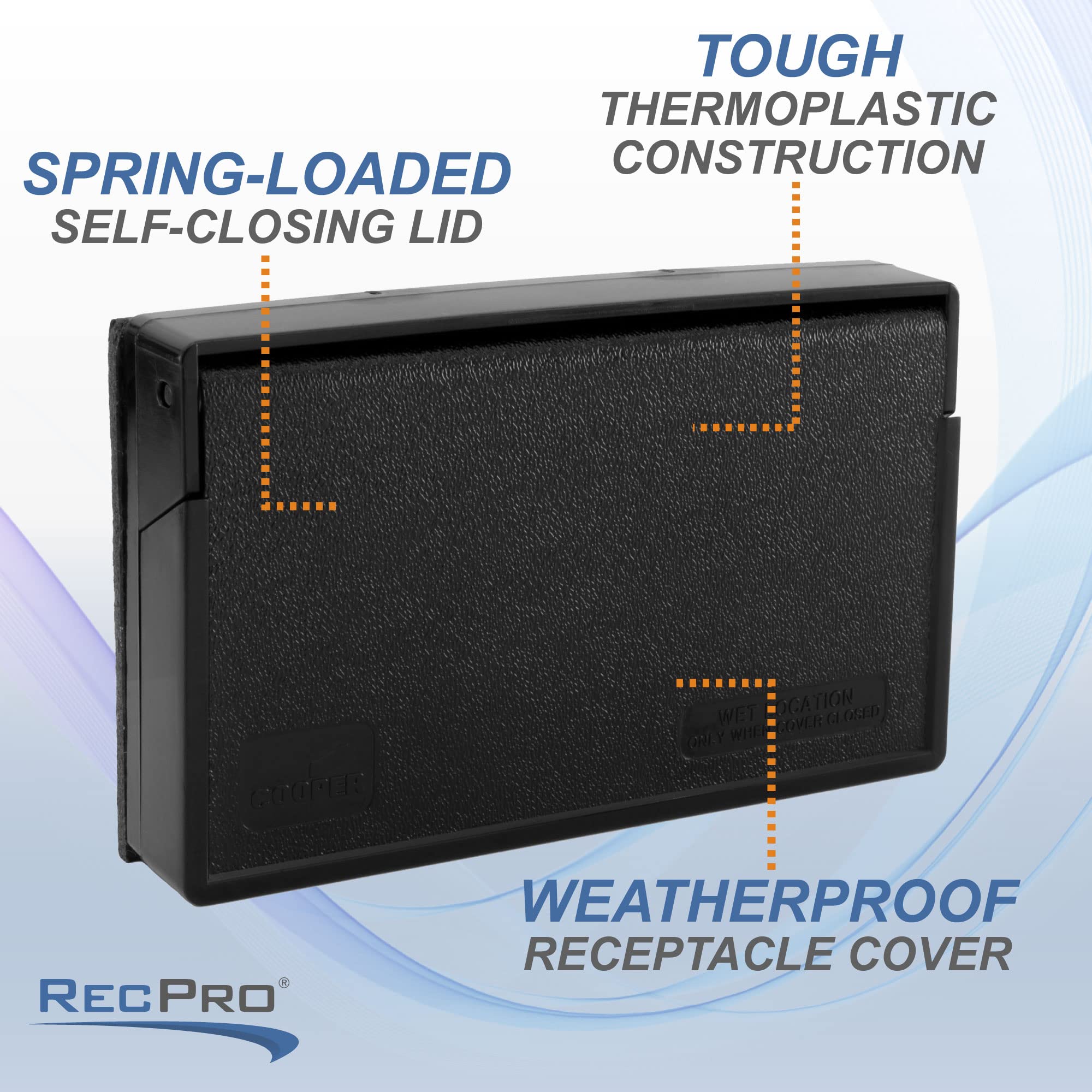 RecPro Black Weatherproof RV Exterior Power Outlet Cover Plate for GFI/GFCI Receptacles