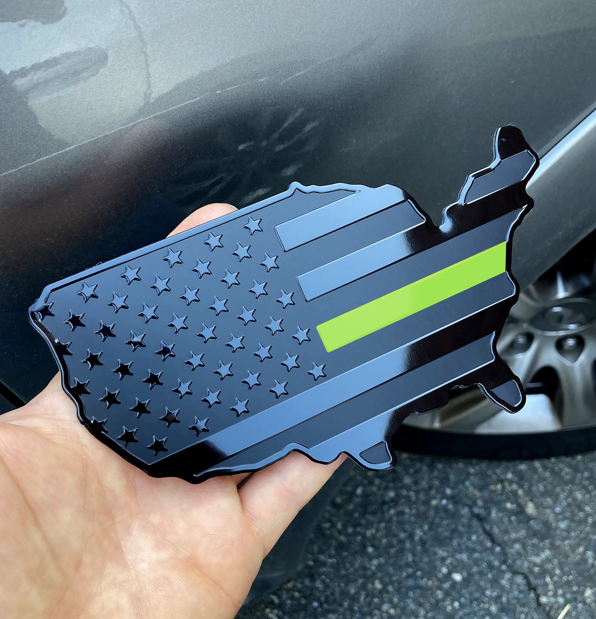 Mull Us Black Flag Map Auto Emblem For Cars Trucks (Yellow Line, 7"X4")