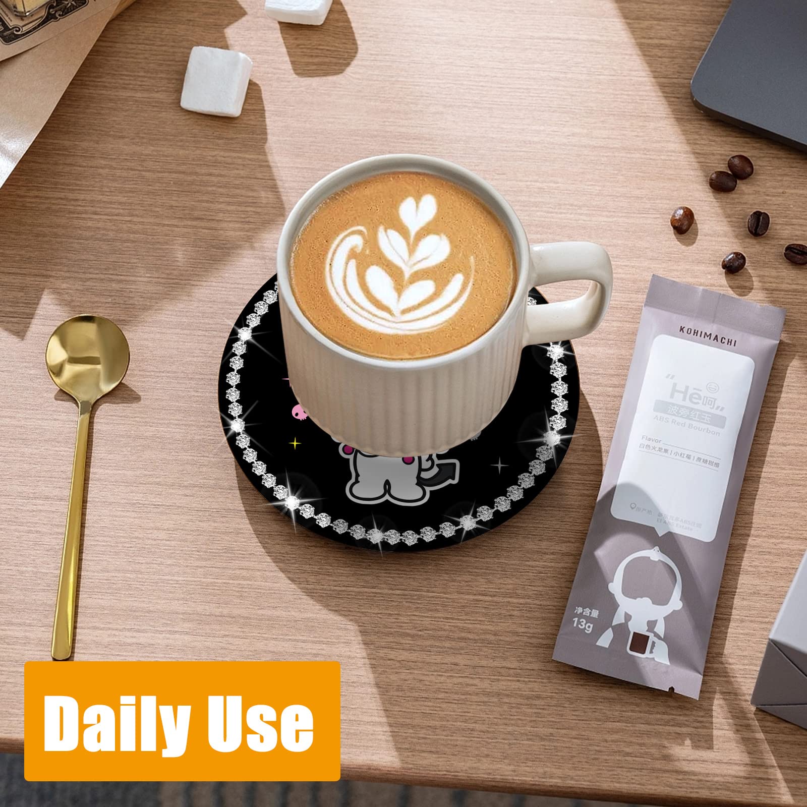 2Pcs Bling Car Cup Coaster, 2.75 Inch Cute Universal Silicone Non-Slip Cup Holders Coaster, Funny Car Decor Car Interior Accesso