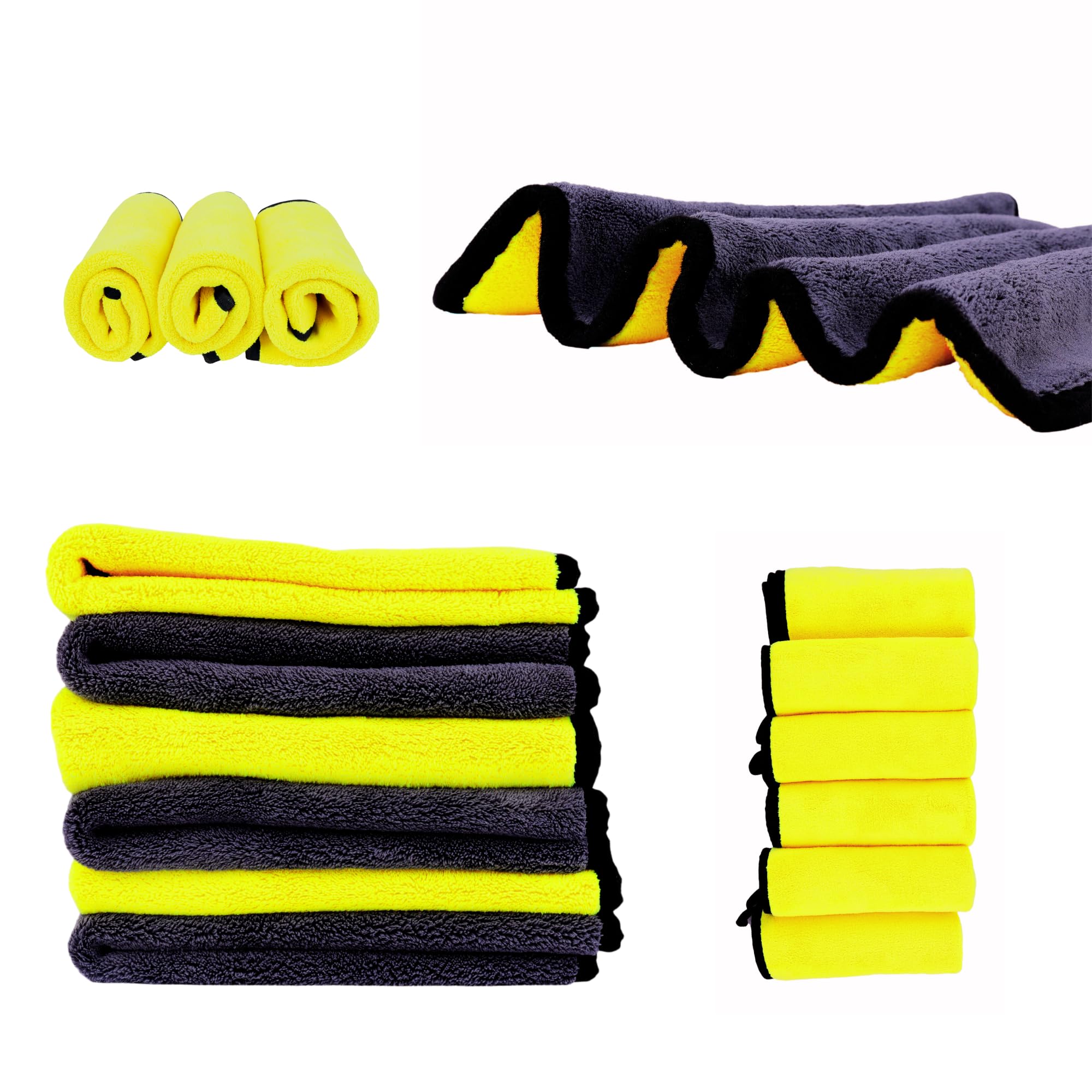 High Street Co Microfiber Towels for Cars (Pack of 6) - Wash Rags with High GSM, Highly Absorbent, Soft & Lint-Free - Cleaning R