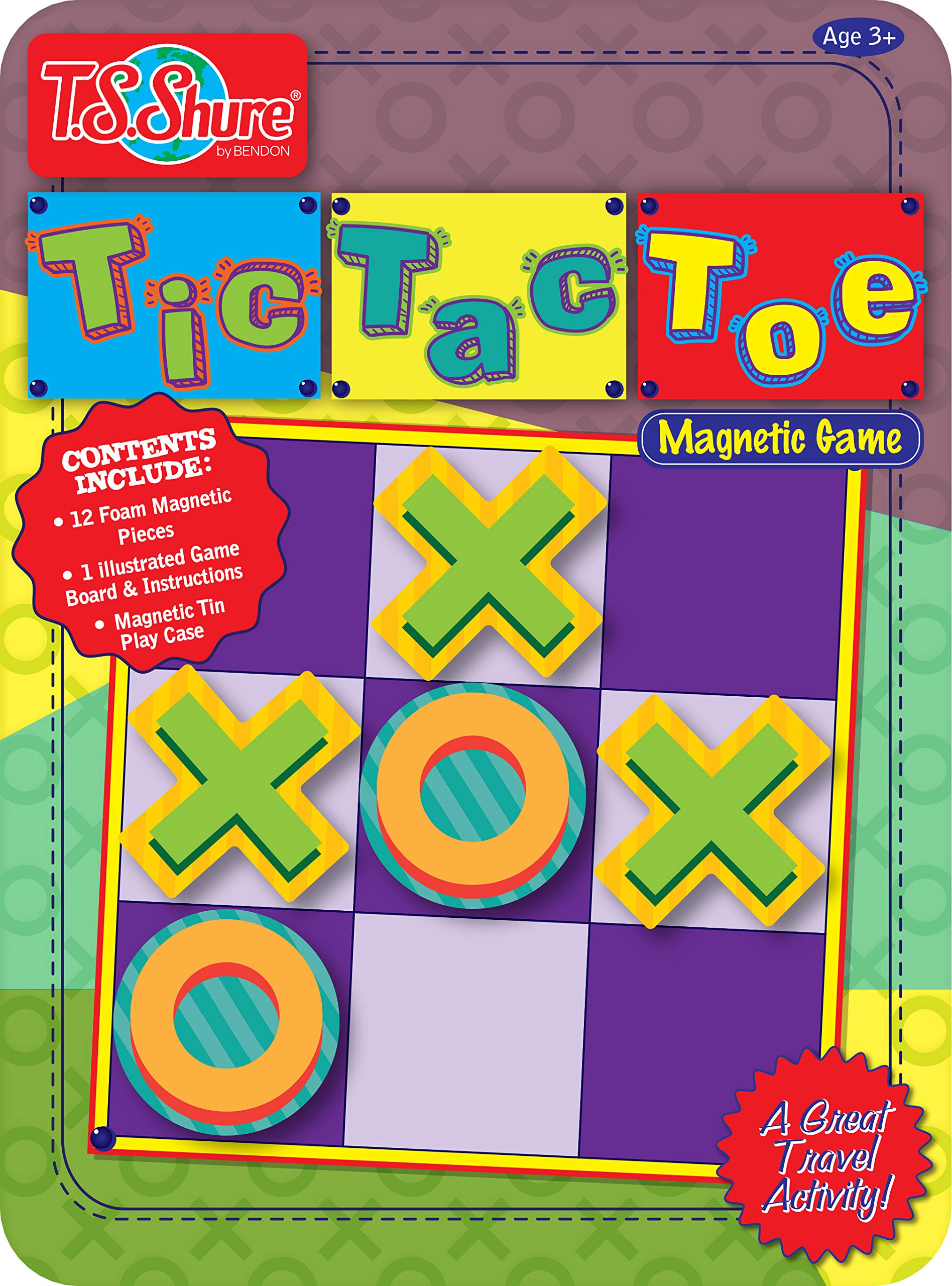 Bendon Ts Shure Tic-Tac-Toe Games Magnetic Activity Tin With Foam Magnet Sheet 50522