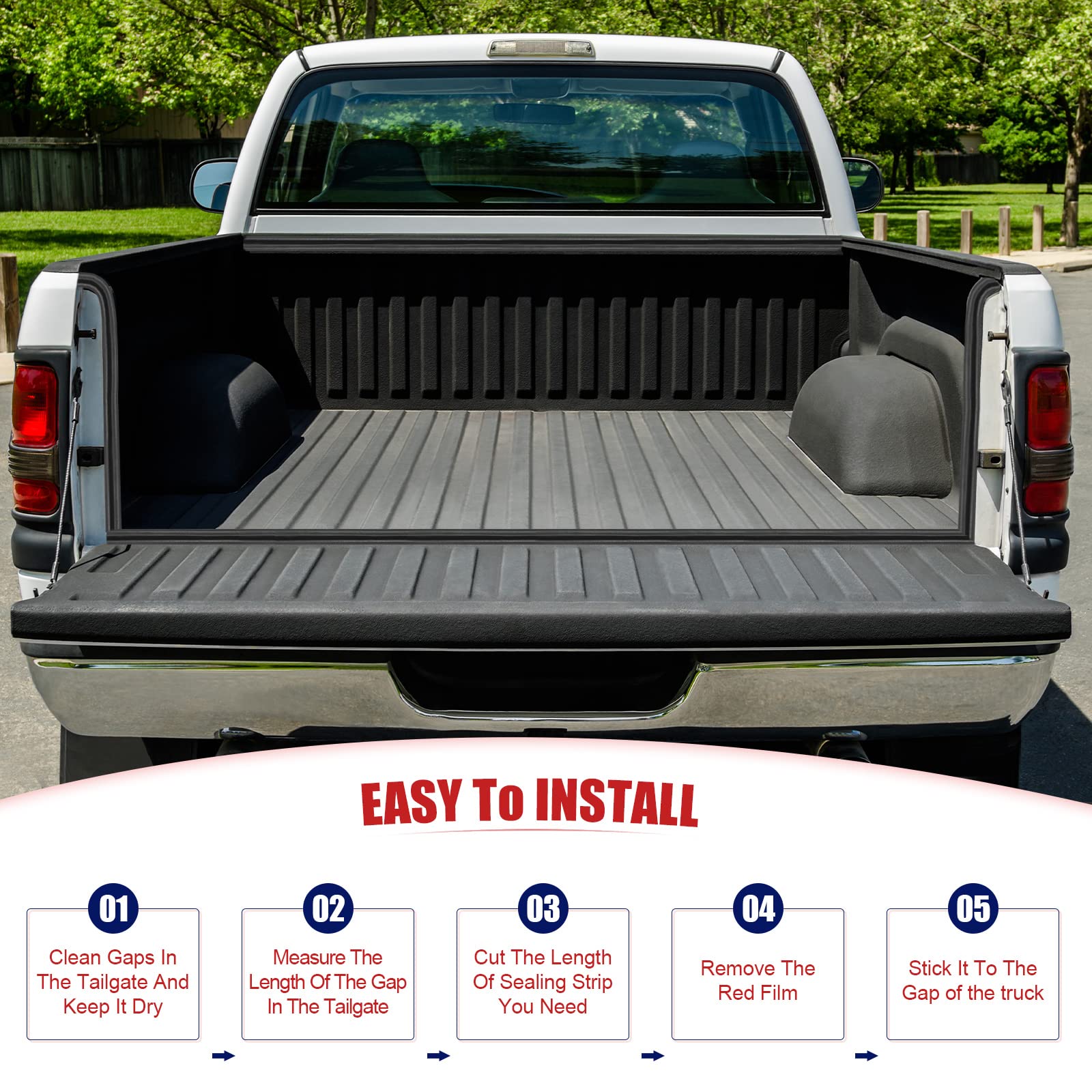 Tallew 17.4 Ft Tailgate Seal Epdm Rubber Tailgate Seal Adhesive Camper Shell Seal Double Bulb Automotive Weather Stripping For Pickups Truck And Windproof, Waterproof, Soundproof, Noise Reduction