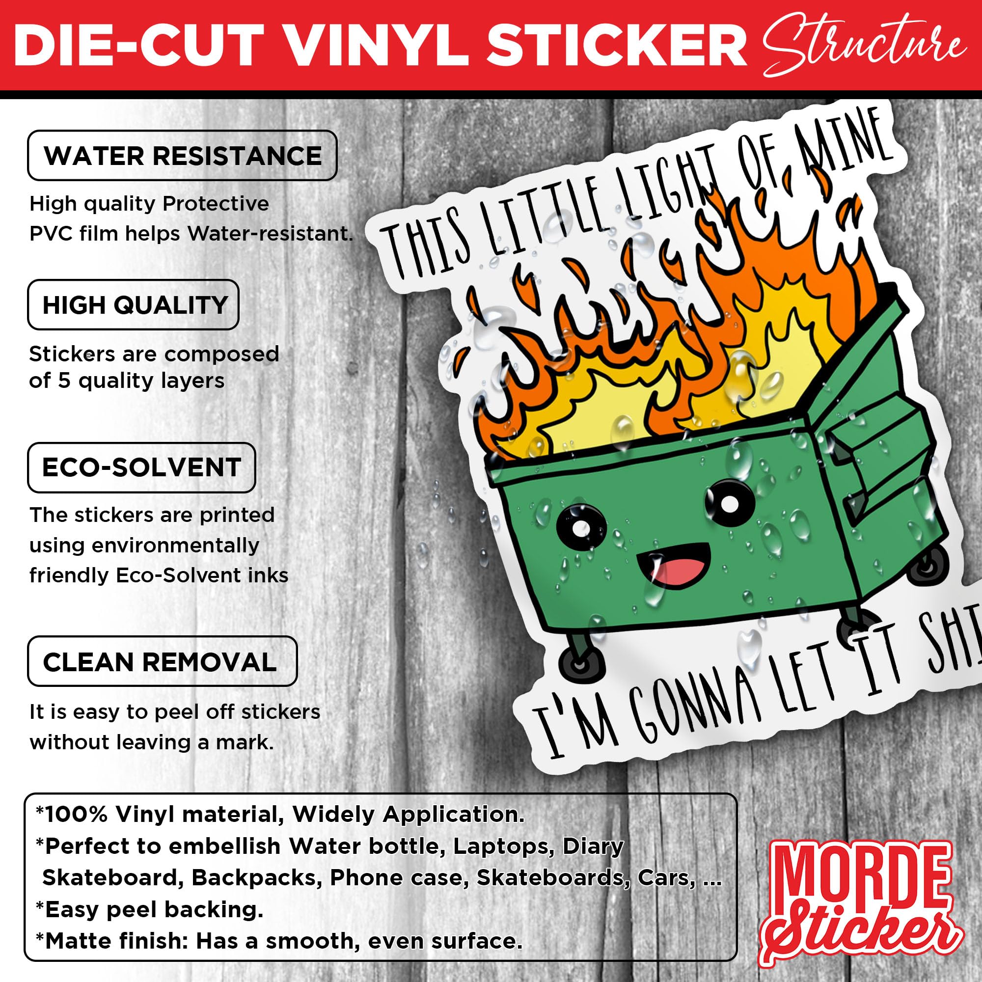 (3Pcs) This Little Light Of Mine I 'M Gonna Let It Shine Sticker Funny Dumpster Fire Meme Sticker 3 '' Die-Cut Waterproof Vinyl