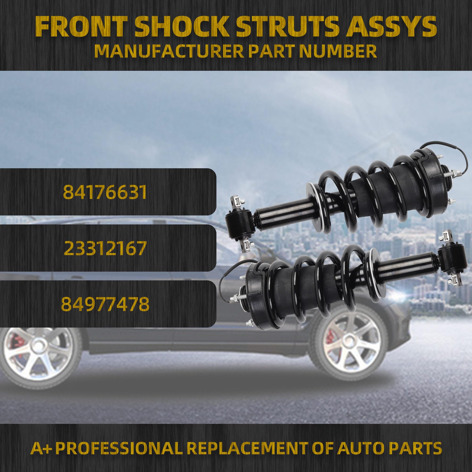 Dasbecan 84176631 84977478 2Pcs Front Pair Shock Absorber Struts Assy Magnetic Ride Control With Spring Compatible With 2015-2020 Cadillac Escalade Chevy Tahoe Suburban Silverado Gmc Sierra Yukon Xl