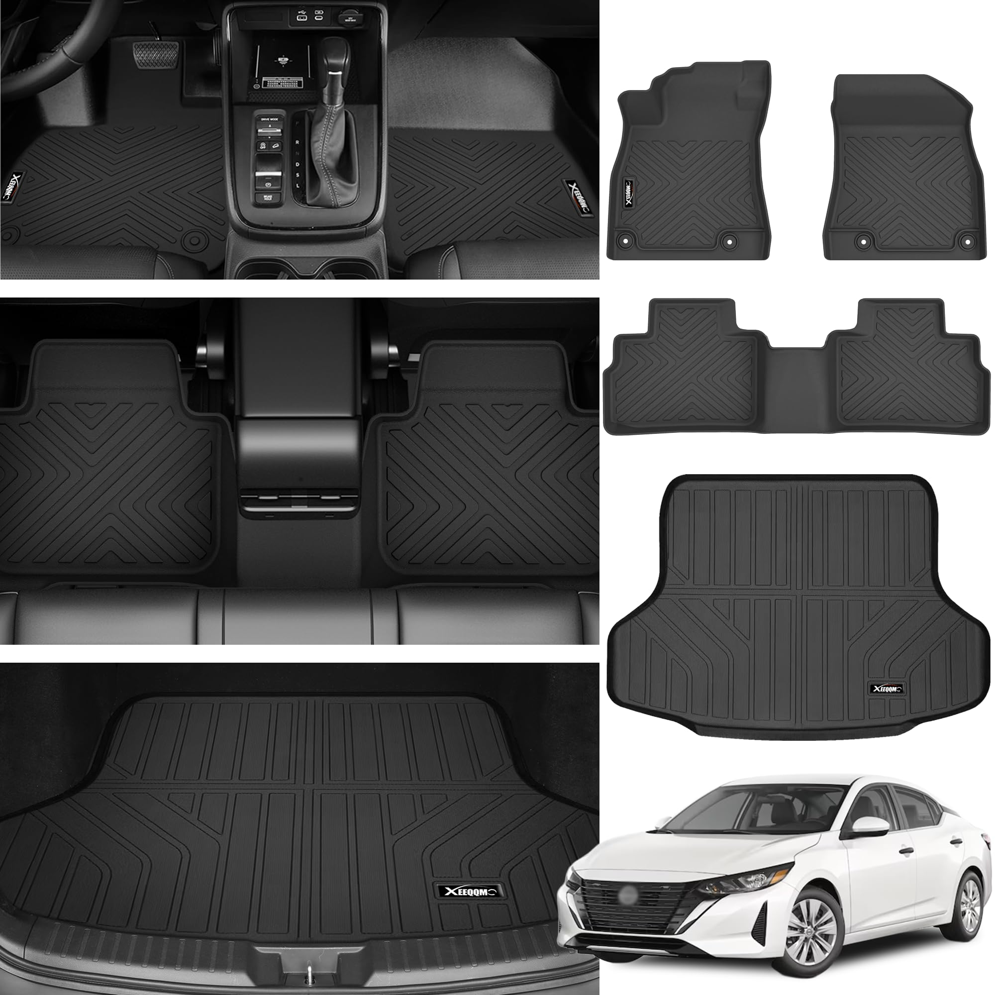 Floor Mats For 2020-2024 Nissan Sentra With Cargo Liner All Weather Tpe Protection Floor Liners Full Set With Trunk Mat For 2020