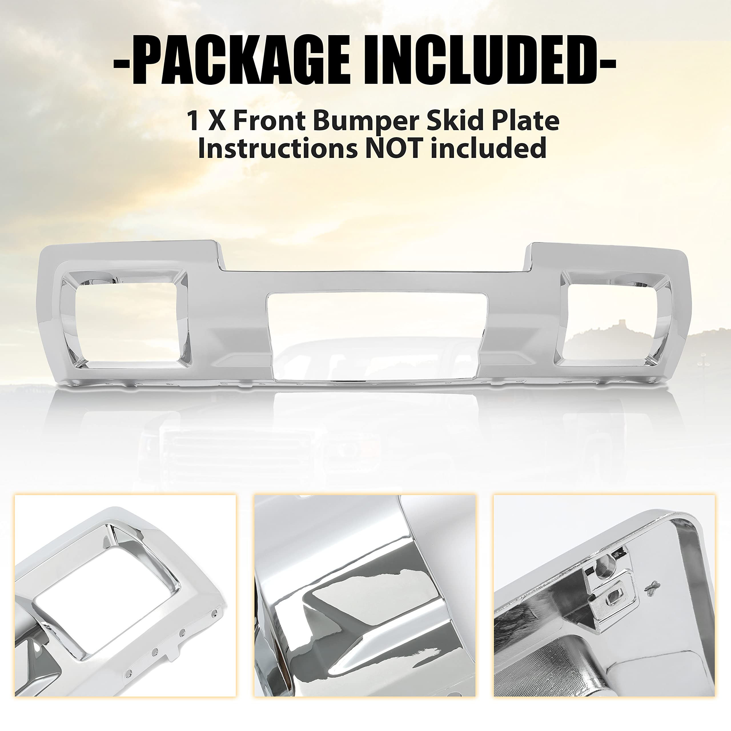 KUAFU Silvery Front Bumper Skid Plate Panel Compatible with 2015-2019 GMC Sierra 2500/3500 HD 4 Door Replace for Part Number 231