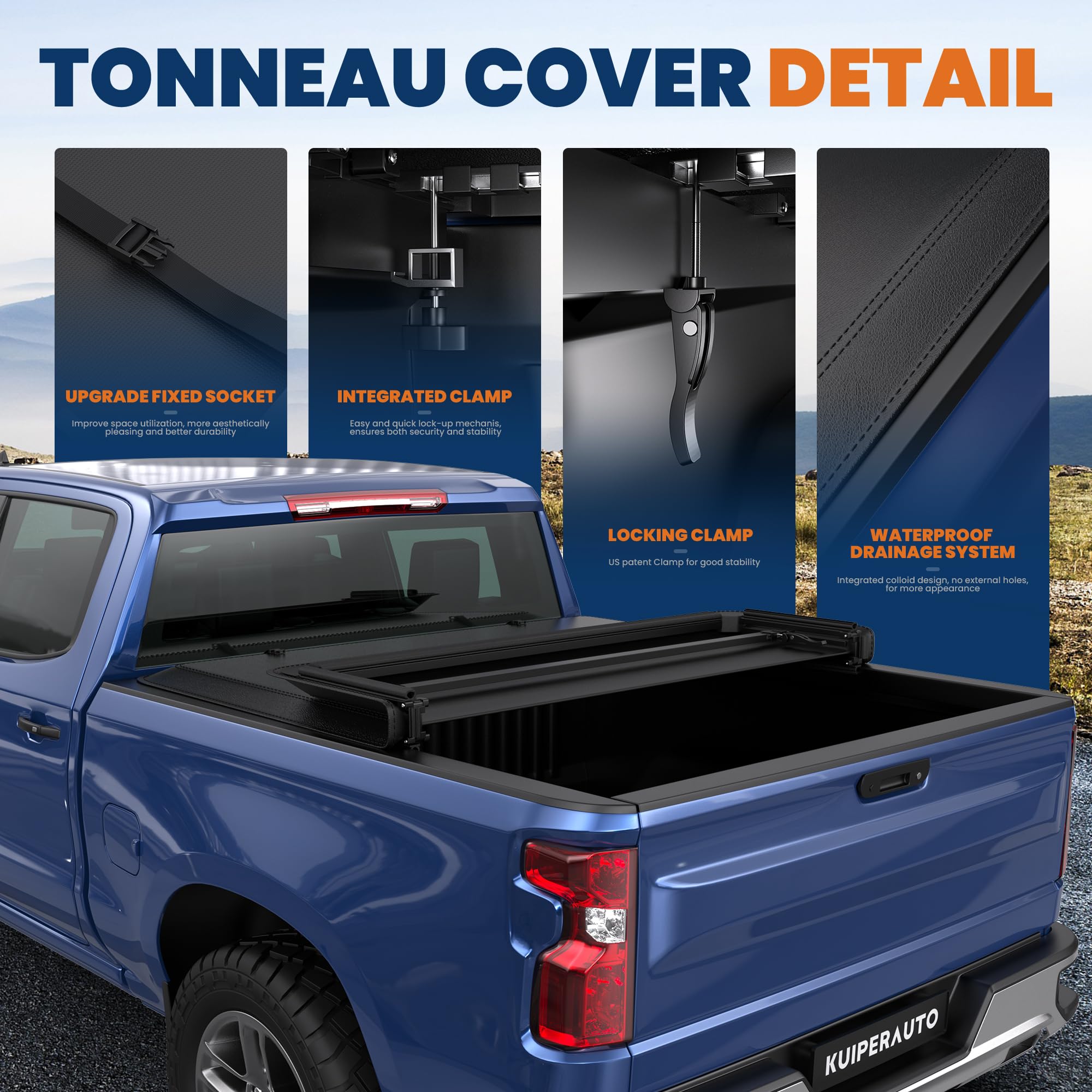 KUIPERAUTO Tri Soft 5.8FT Truck Bed Tonneau Cover Compatible for 2014-2018 Chevy Chevrolet Silverado/GMC Sierra 1500 Fleetside O
