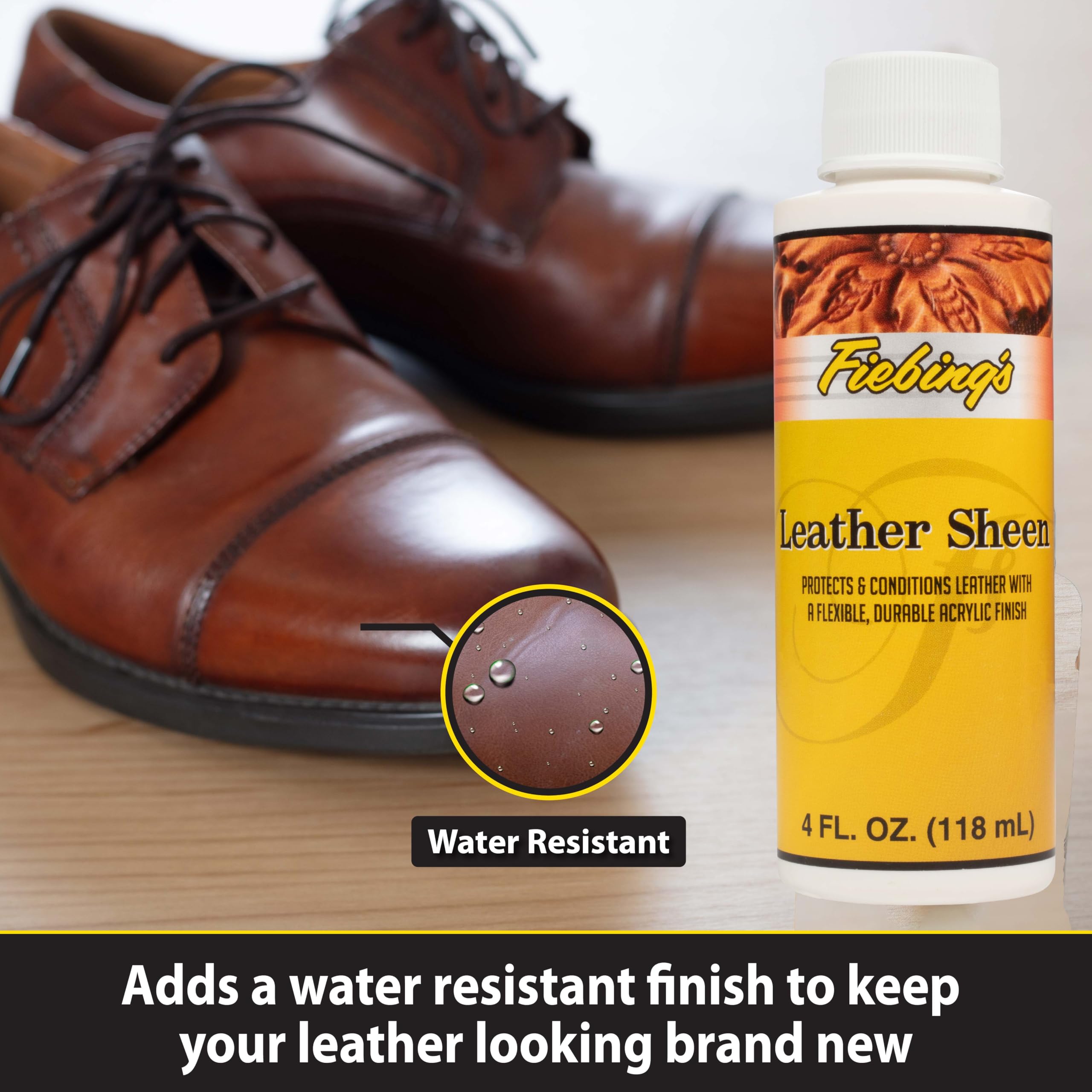 Fiebing'S Leather Sheen Acrylic Finisher (4Oz) - Acrylic Wax Top Finish To Condition Smooth Leather Boots, Furniture, Jacket, Be