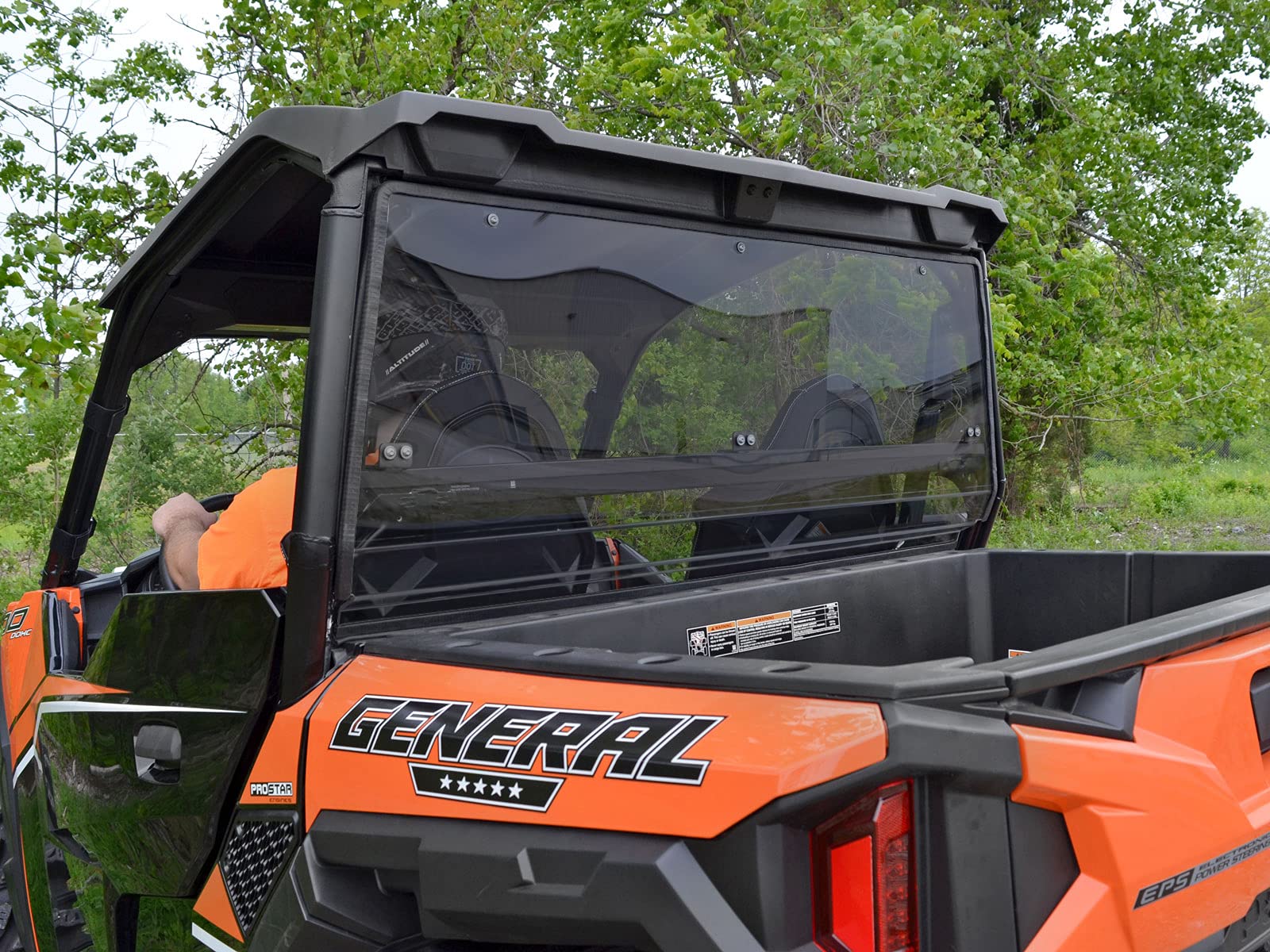 Superatv Heavy-Duty Rear Windshield For 2016+ Polaris General 1000 / 2017+ General 4 / 2020+ Xp 1000 / Xp 4 1000 | 1/4'' Thick L