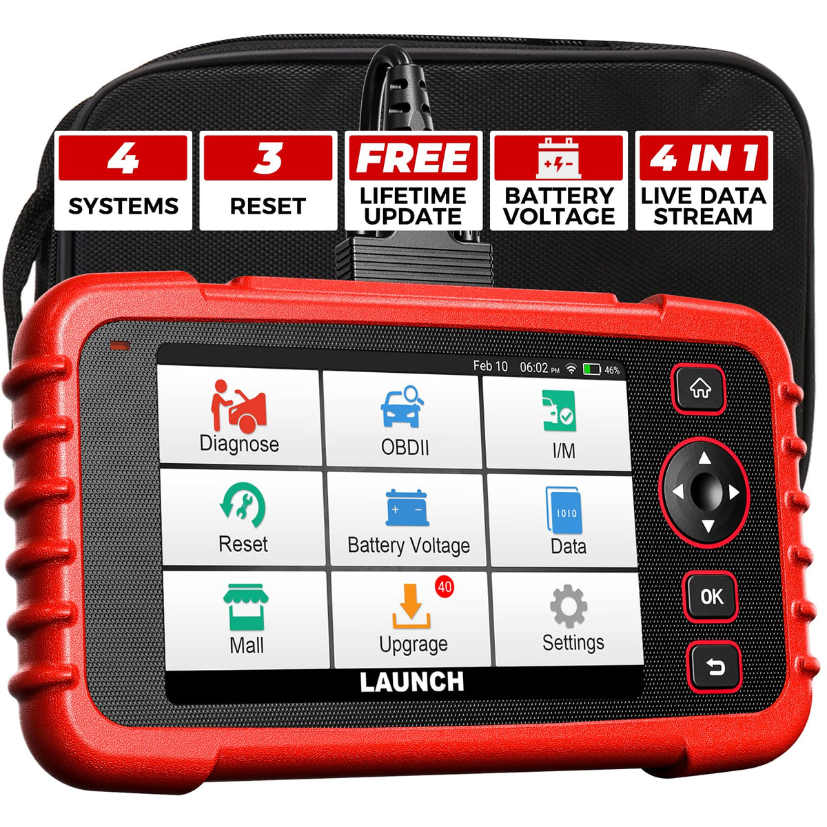Launch Obd2 Scanner Crp123X Car Scanner, 2024 Lifetime Free Update Diagnostic Scan Tool With 3 Reset Sas/Throttle/Oil Reset, Abs