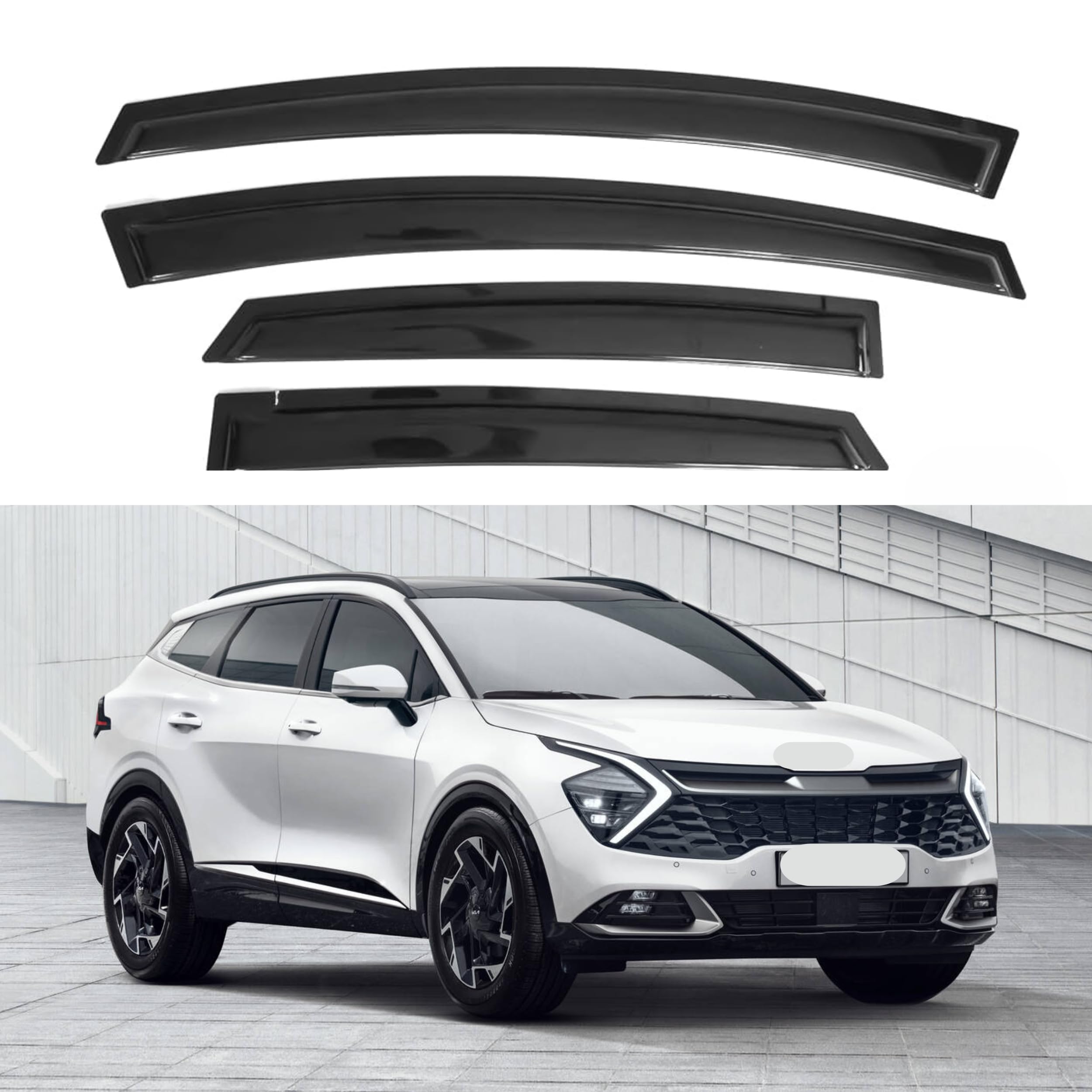Ig Window Visor For Kia Sportage 2023-2024, Rain Guard Tape-On Extra Durable Sun Wind Side Vent Window Deflector, 2023 2024