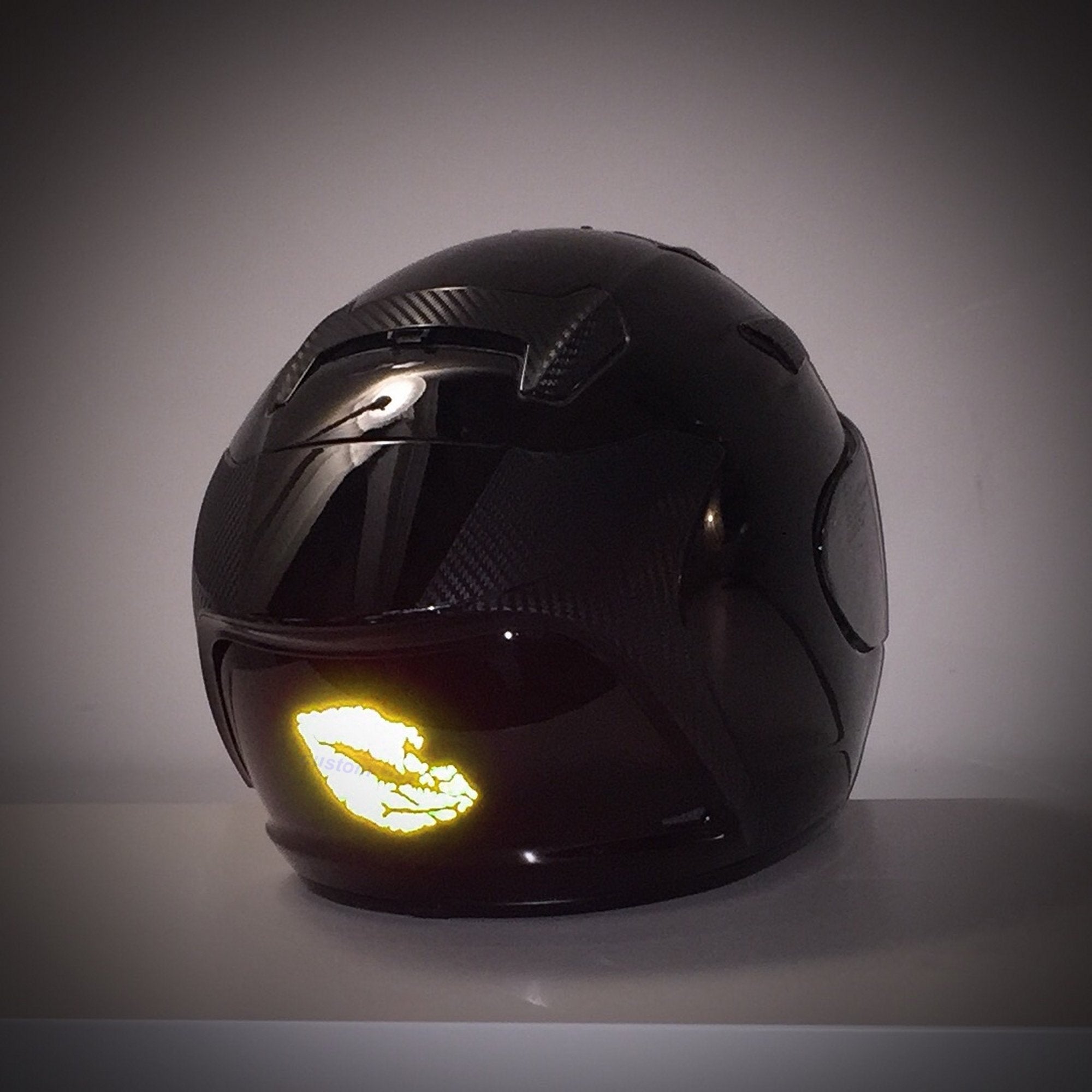 Customtaylor33 High Intensity Reflective Vinyl Death Kiss Skull Crossbones Lips Decal Bumper Sticker - Cars, Motorcycles, Helmets, Wind Screens, Laptops, Cellphones, (Yellow, 12 Inch Wide)