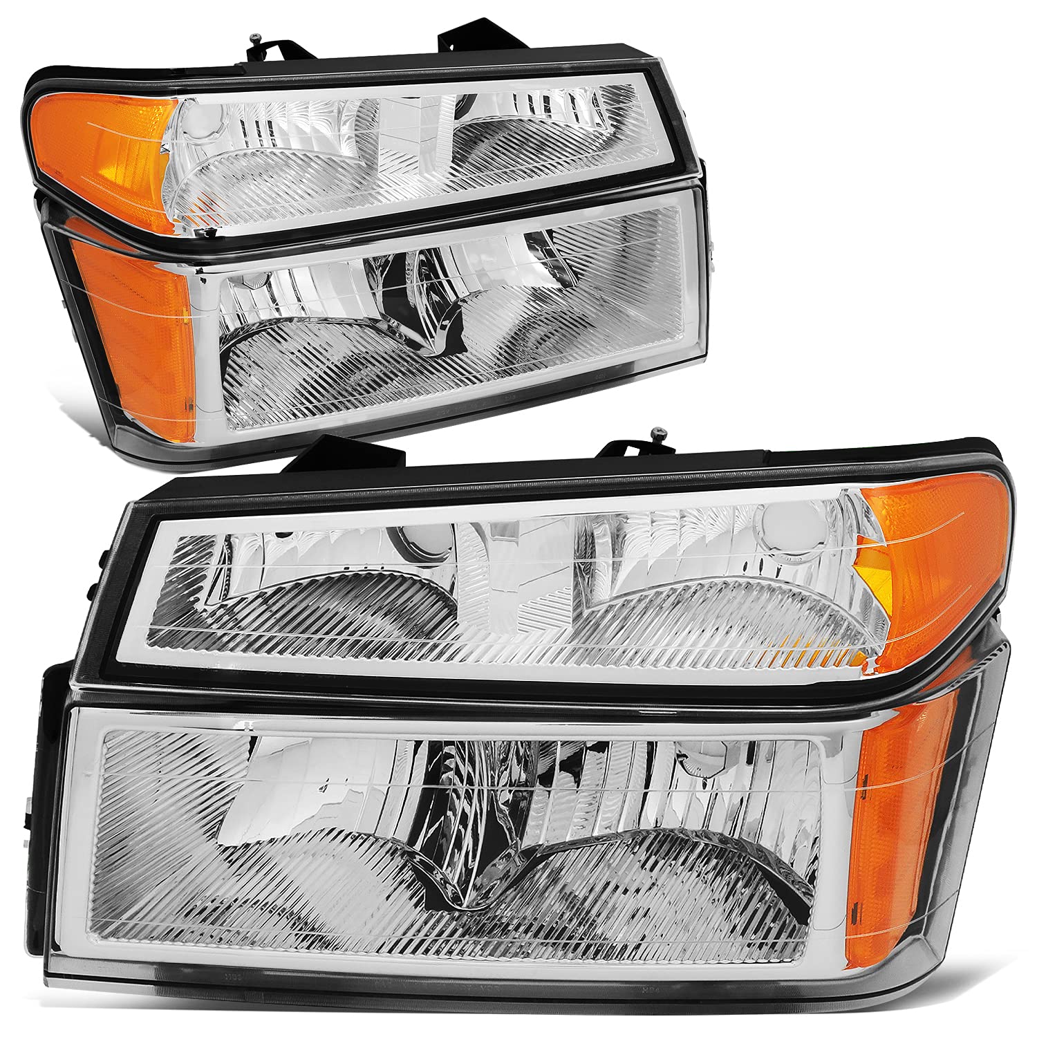 Dna Motoring Hl-Oh-Ccol044P-Ch-Am Chrome Housing Amber Corner Headlights Bumper Lights Compatible With 04-12 Colorado/Canyon / 0