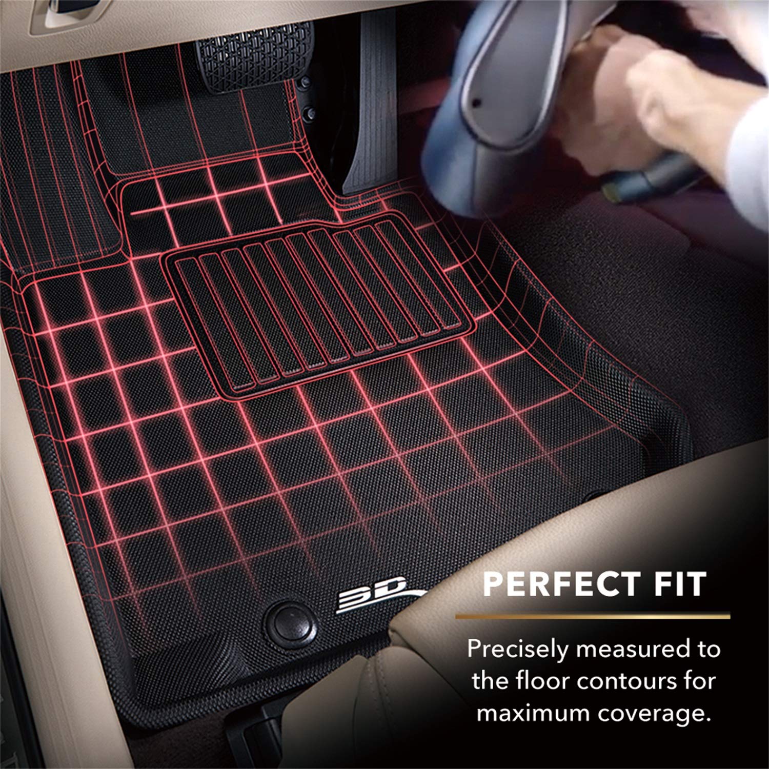 3D Maxpider Custom Fit Kagu Floor Mat (Black) Compatible With Toyota Corolla Sedan 2020-2025 - R2