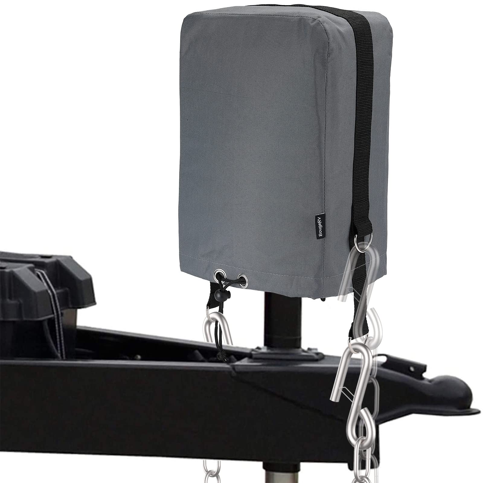 Bougerv Rv Electric Tongue Jack Cover With D Rings, 600D Universal Trailer Jack Protective Grey Cover For Outside Rv Parts Rv Accessories…