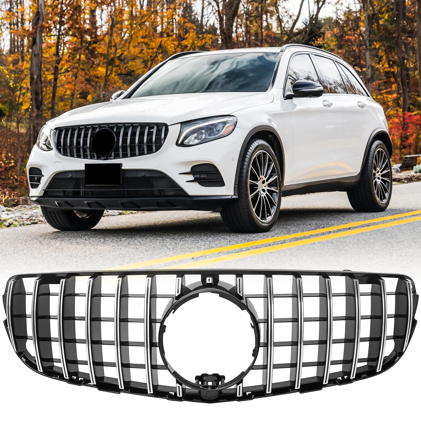 Front Bumper GLC 63 GT Style Grille For 2016 2017 2018 2019 Mercedes-Benz GLC-Class GLC 250 300 350e 43 AMG Suv Coupe Front Cent
