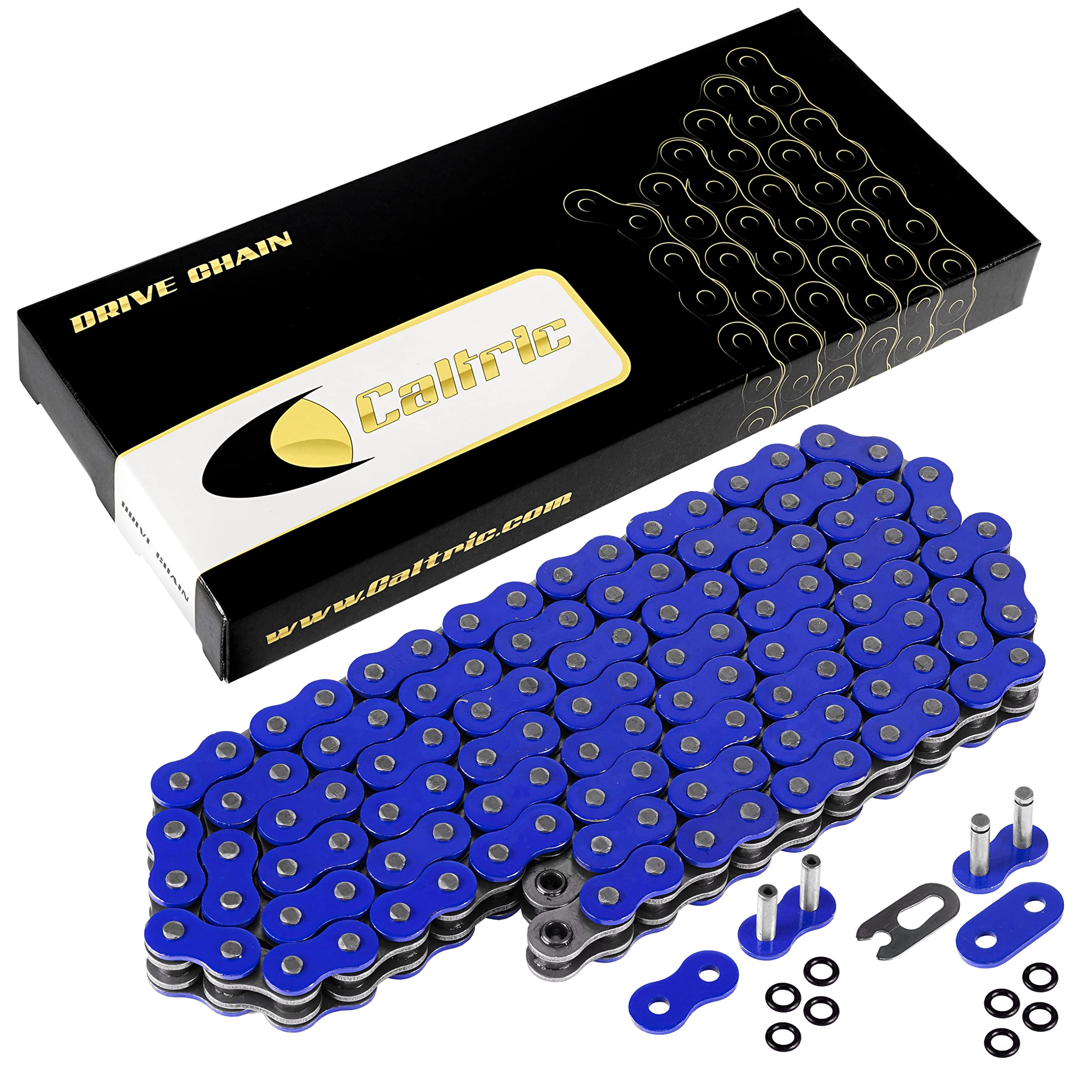 Caltric Blue 520-Pitch 120-Links O-Ring Drive Chain Compatible with ATV/UTV/Quad/Side X Side/Motorcycle/Dirtbike/with Rivet and 