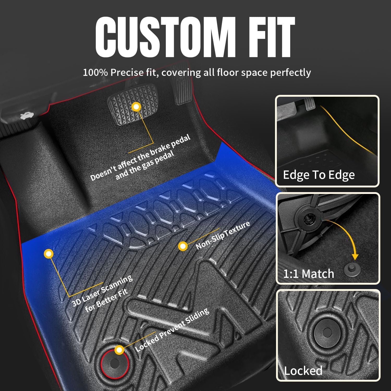 Tpe Automotive Floor Mats & Cargo Liner Custom For 2011-2023 Chrysler 300 & Dodge Charger (Rwd), All Weather Cover Protection Wa